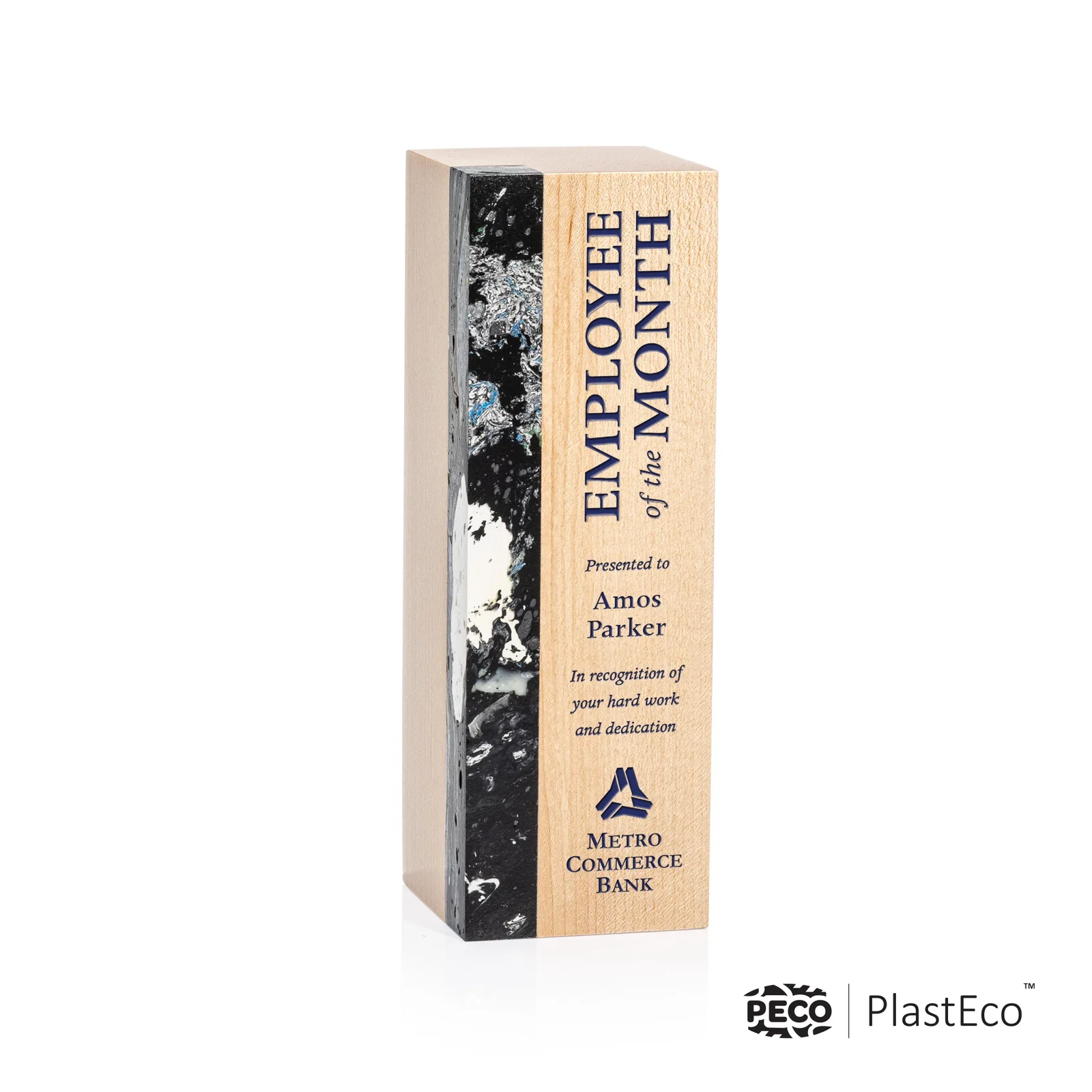 Custom PlastEco Recycled Material Award - Midori, wood awards for dealer and partner awards