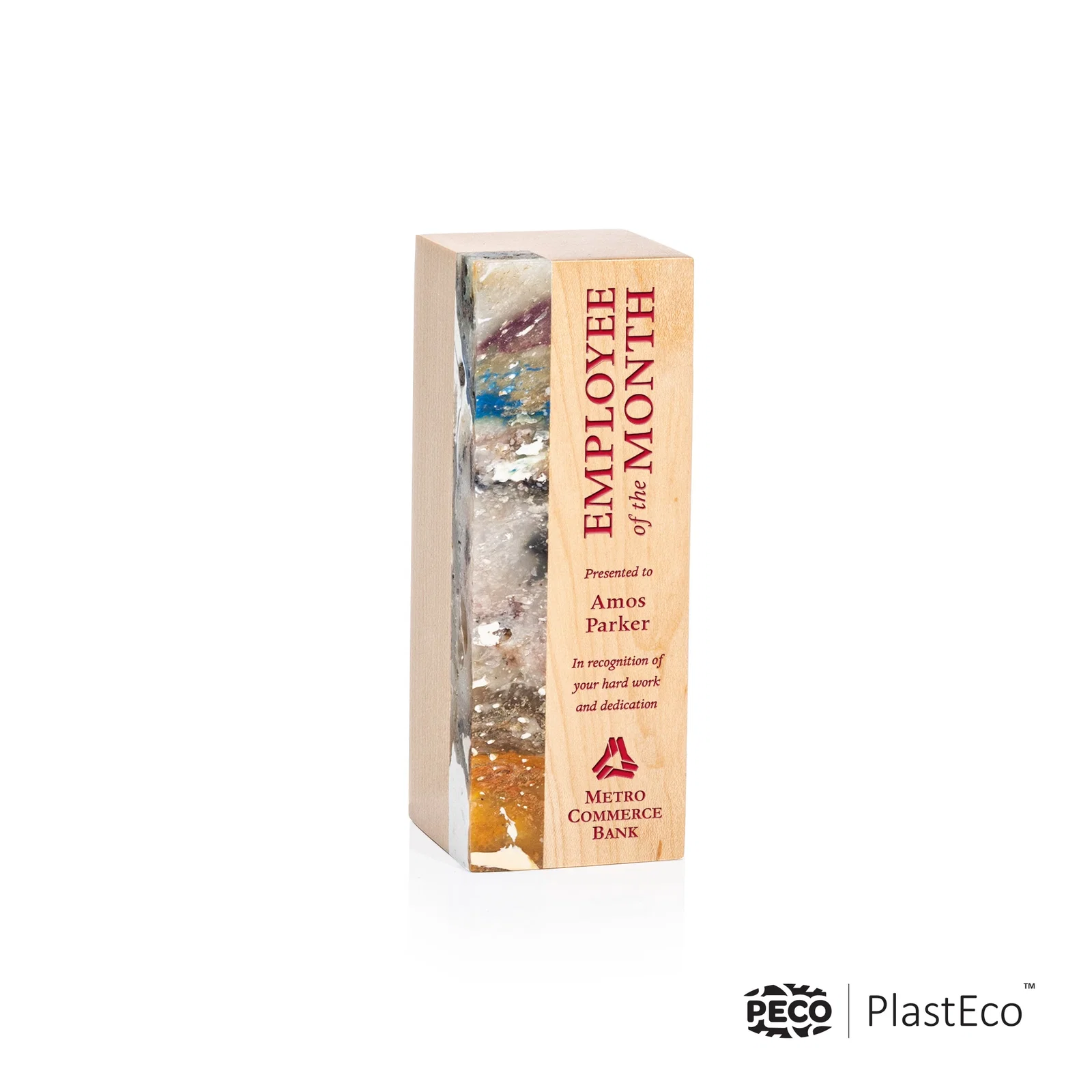 Personalized PlastEco Recycled Material Award - Midori, wood awards for corporate award ceremonies