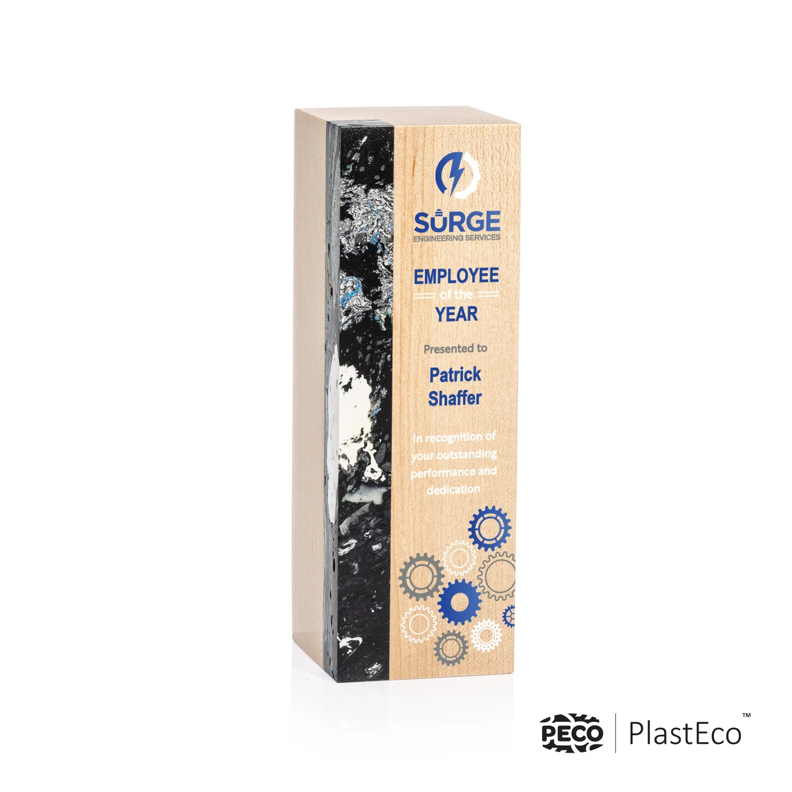 Personalized PlastEco Recycled Material Award - Midori, wood awards for donor appreciation