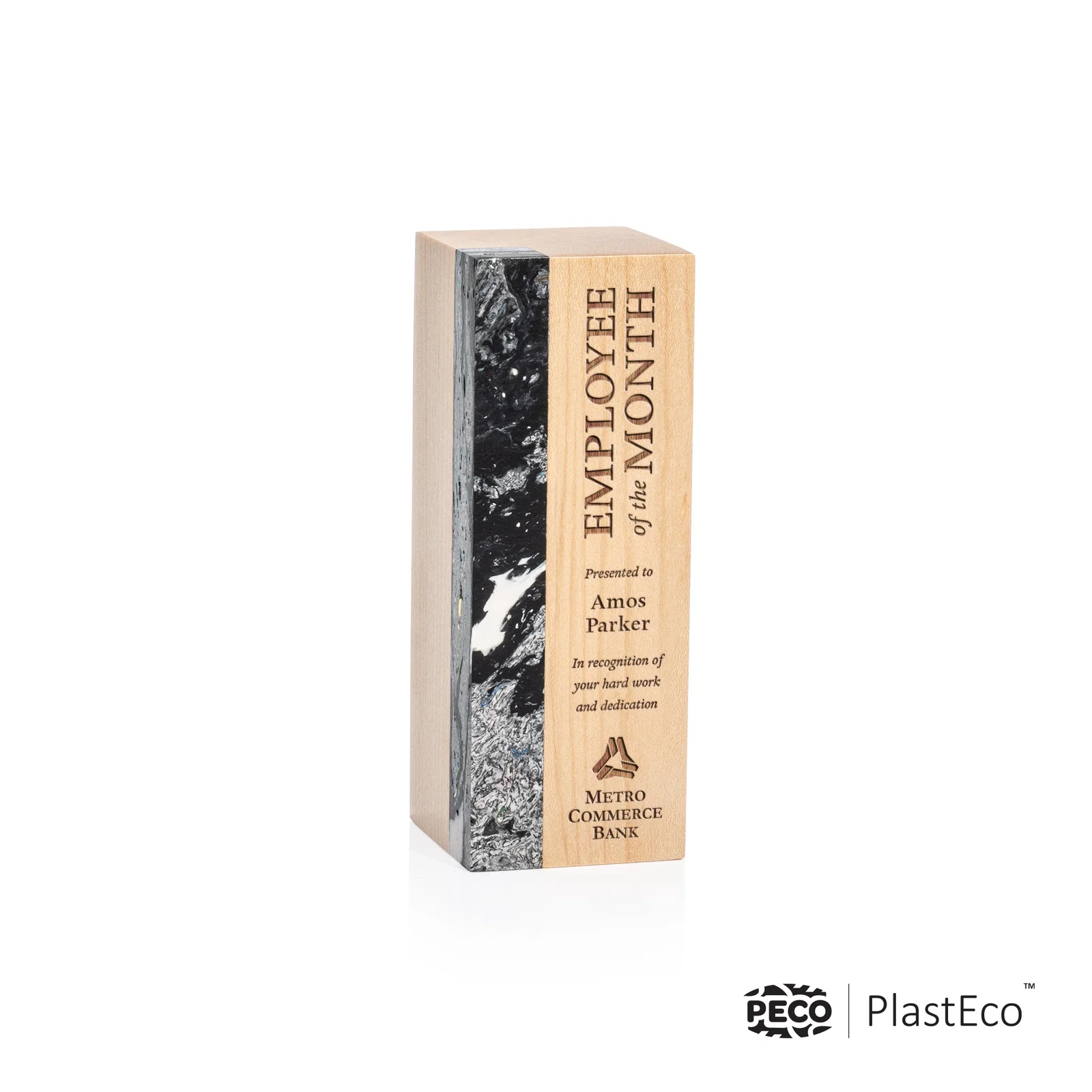 Custom PlastEco Recycled Material Award - Midori, wood awards for corporate award ceremonies
