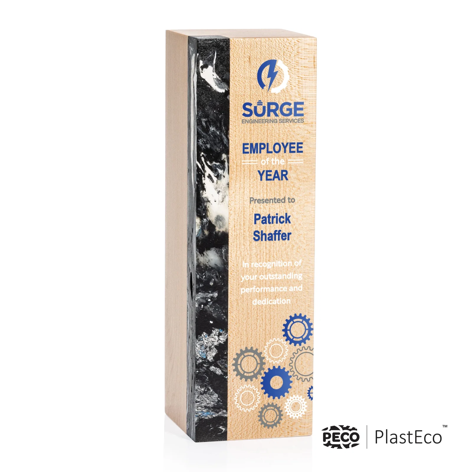 Personalized PlastEco Recycled Material Award - Midori, wood awards for graduation ceremonies