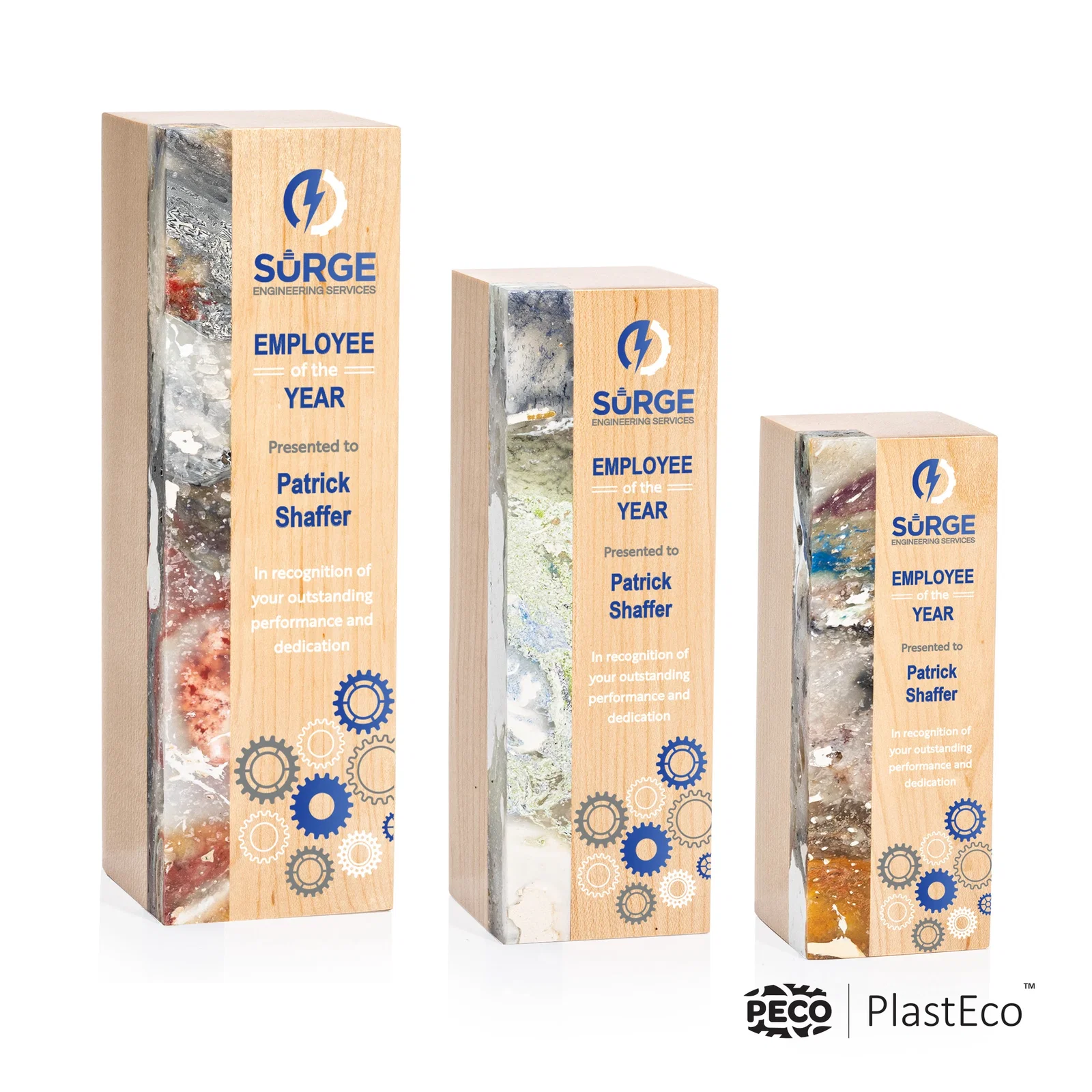 Personalized PlastEco Recycled Material Award - Midori, wood awards for safety achievement programs