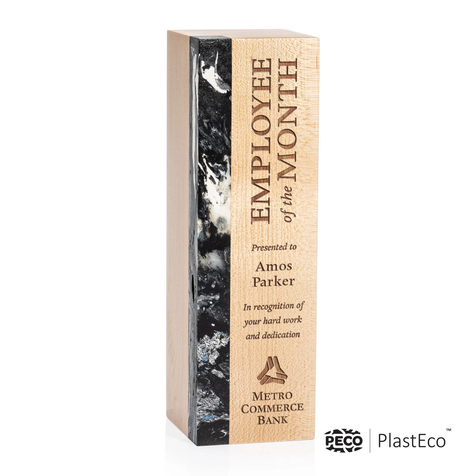 Custom PlastEco Recycled Material Award - Midori, wood awards for sales achievement awards