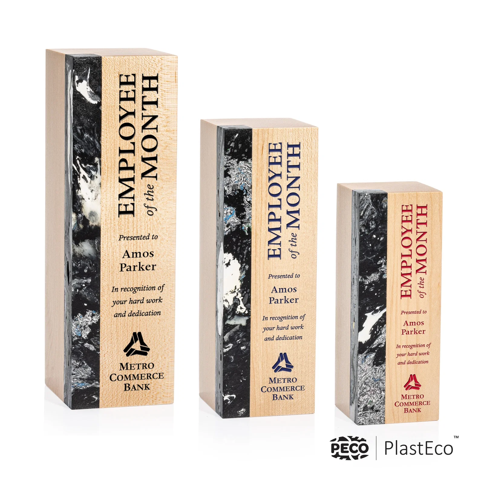 Custom PlastEco Recycled Material Award - Midori, wood awards for safety achievement programs