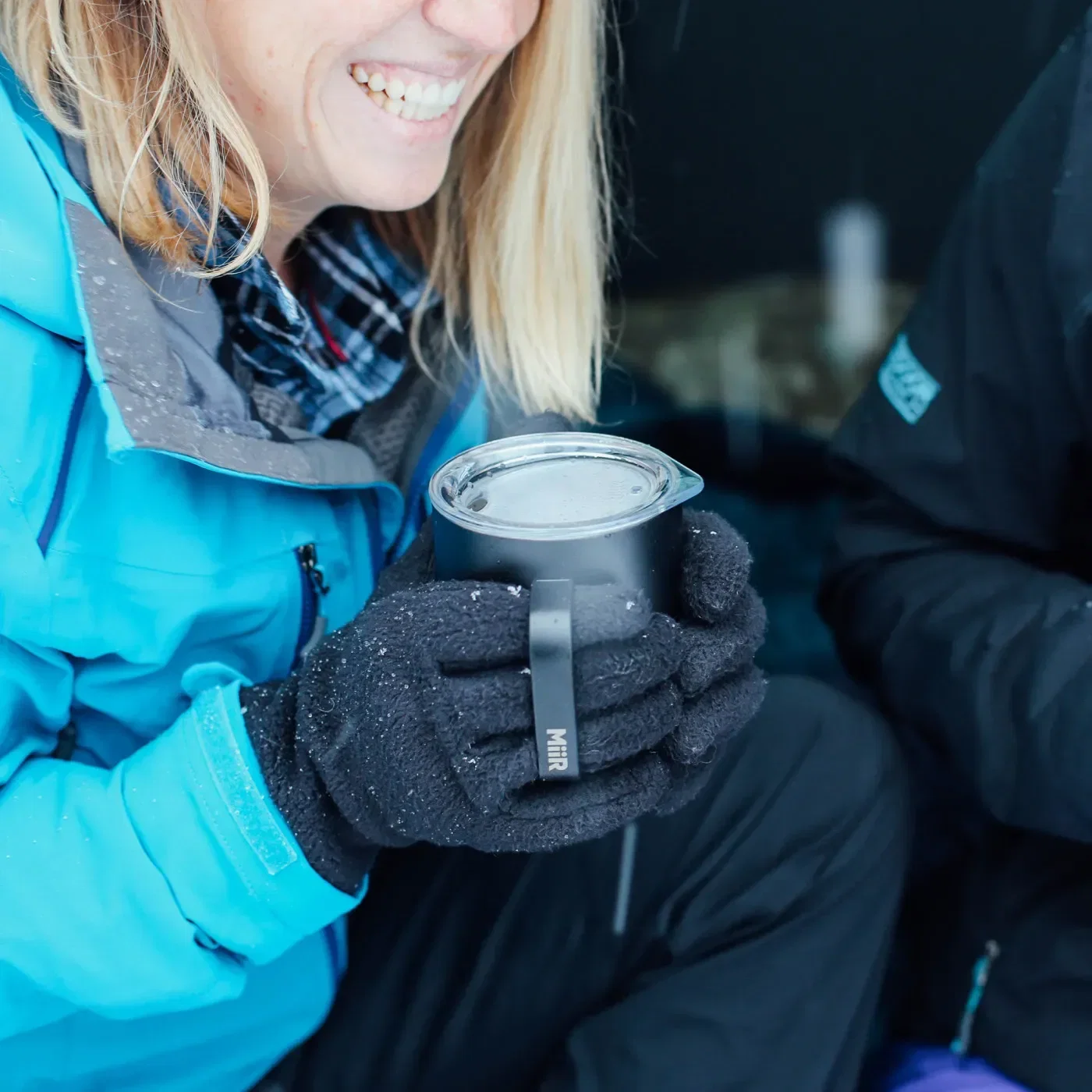 MiiR® Wide Mouth Bottle & Camp Cup Gift Set held in hand