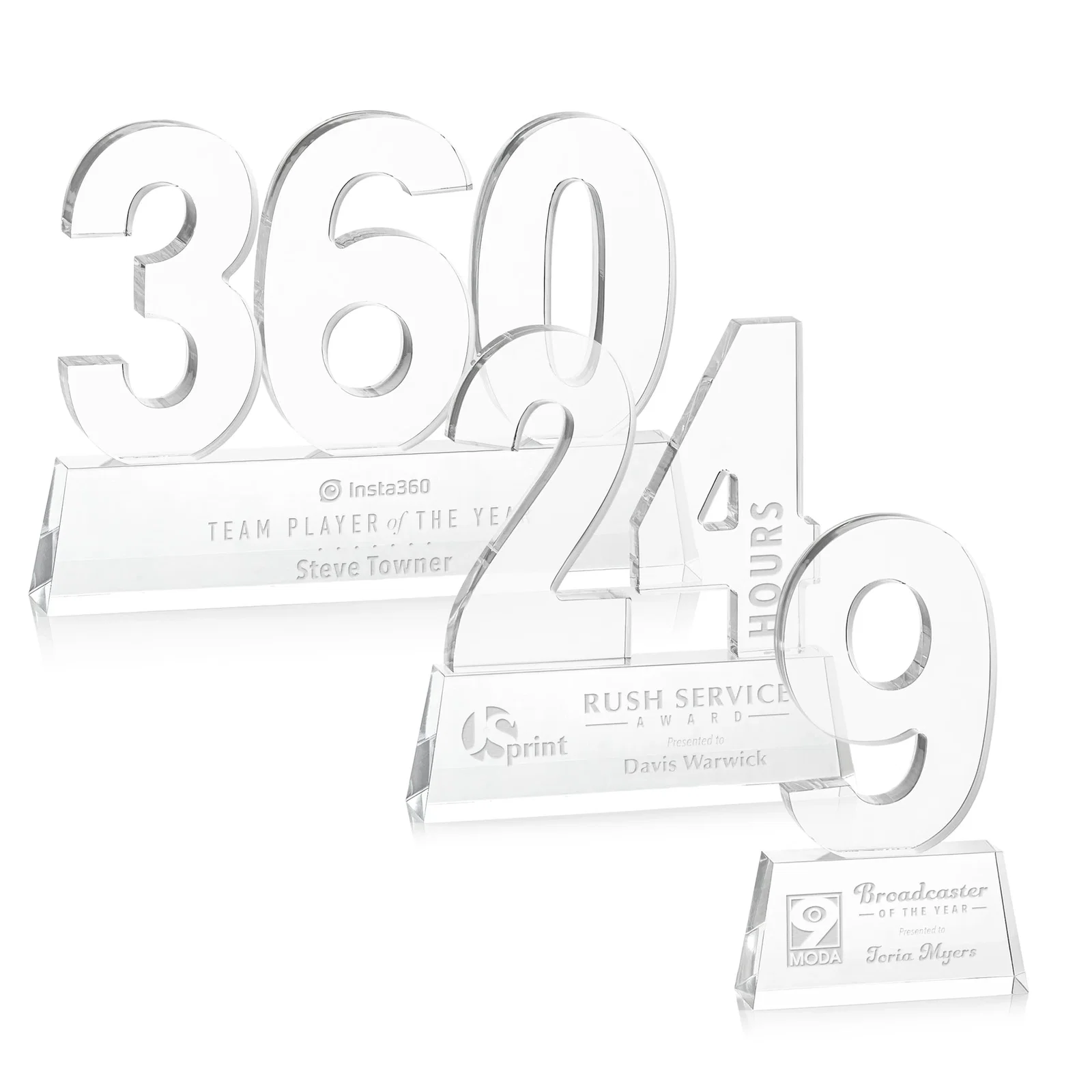 Custom Acrylic Milestone Number Award, Numbers 0 Through 999 for employee recognition