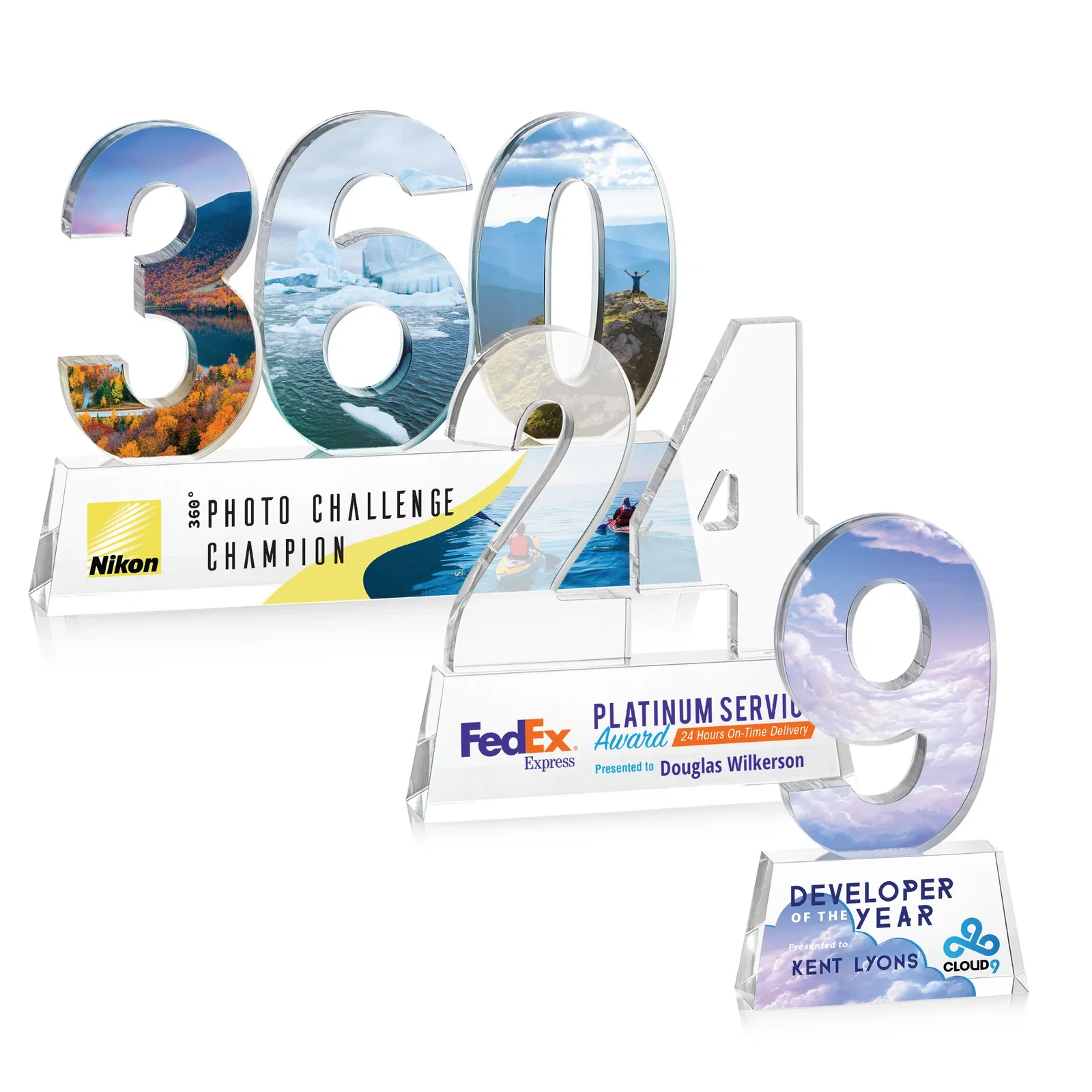 Custom Acrylic Milestone Number Award, Numbers 0 Through 999 for volunteer appreciation
