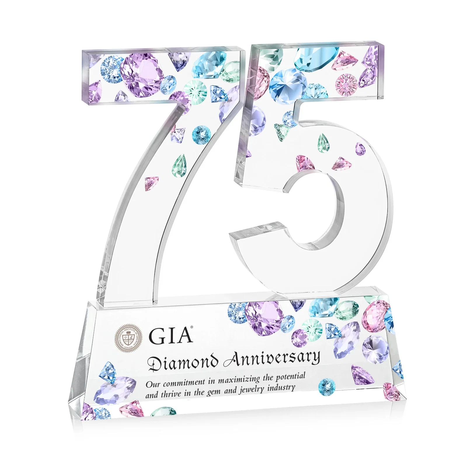 Personalized Acrylic Milestone Number Award, Numbers 0 Through 999 for service anniversary gifts