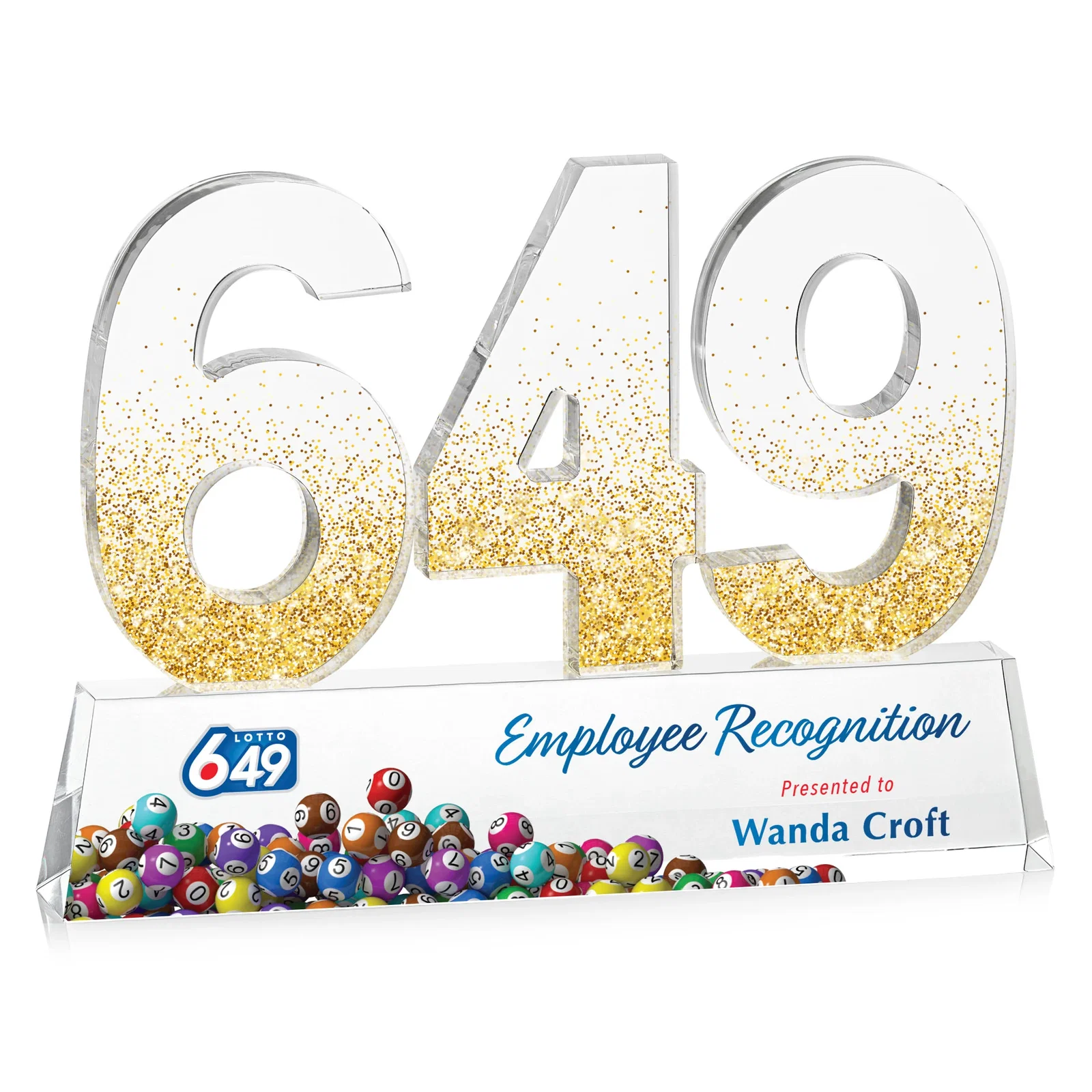 Personalized Acrylic Milestone Number Award, Numbers 0 Through 999 for retirement presentations