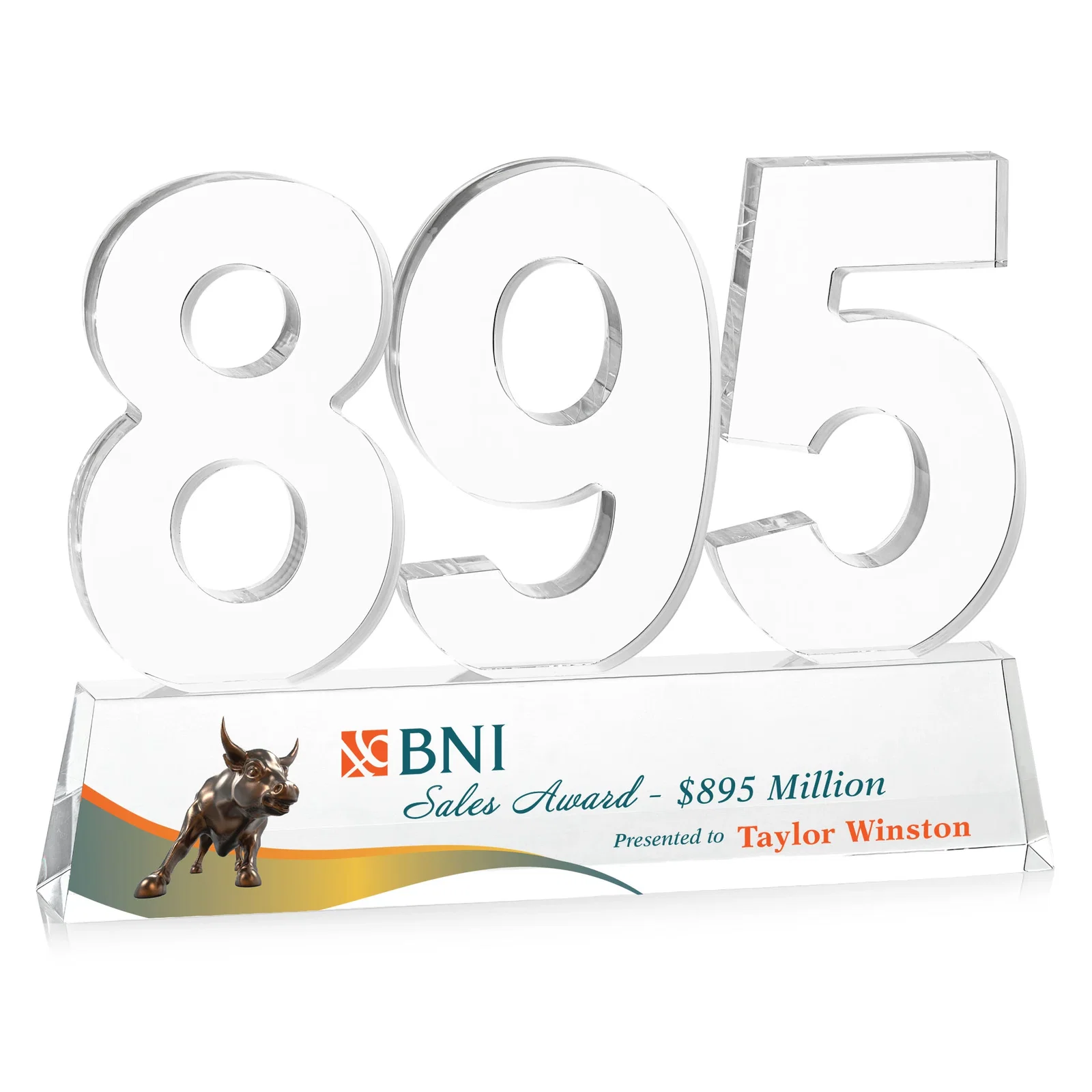 Personalized Acrylic Milestone Number Award, Numbers 0 Through 999 for team milestone celebrations