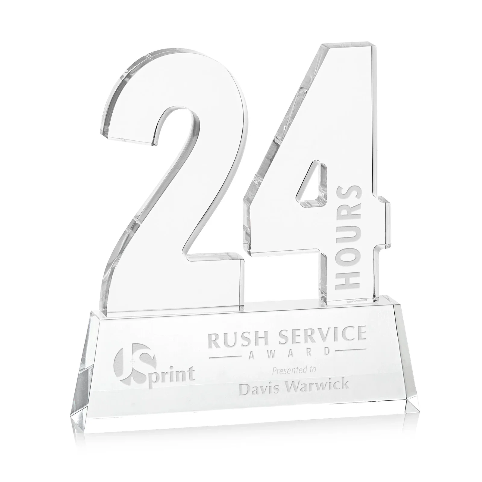 Custom Acrylic Milestone Number Award, Numbers 0 Through 999 for service anniversary gifts