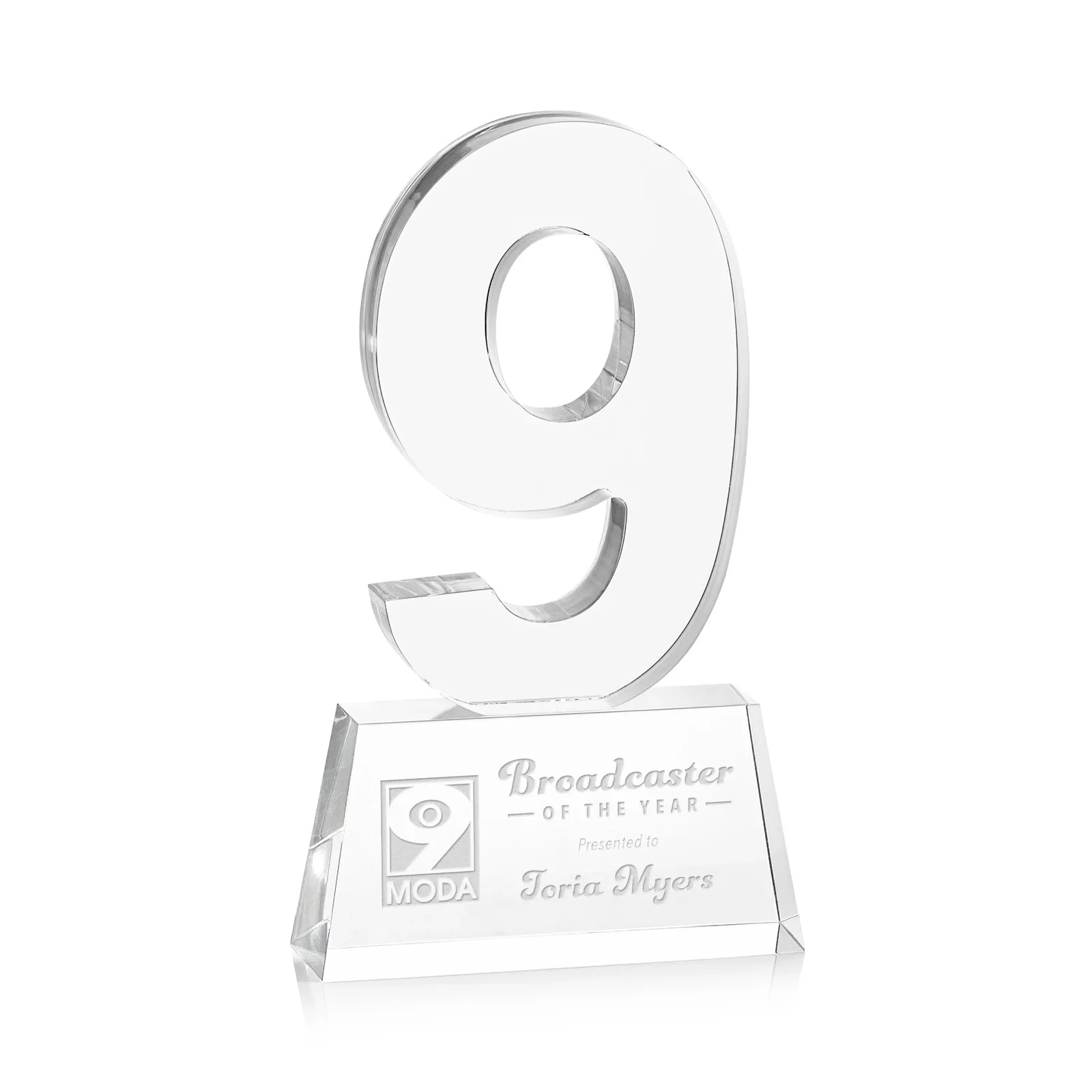 Custom Acrylic Milestone Number Award, Numbers 0 Through 999 for retirement presentations