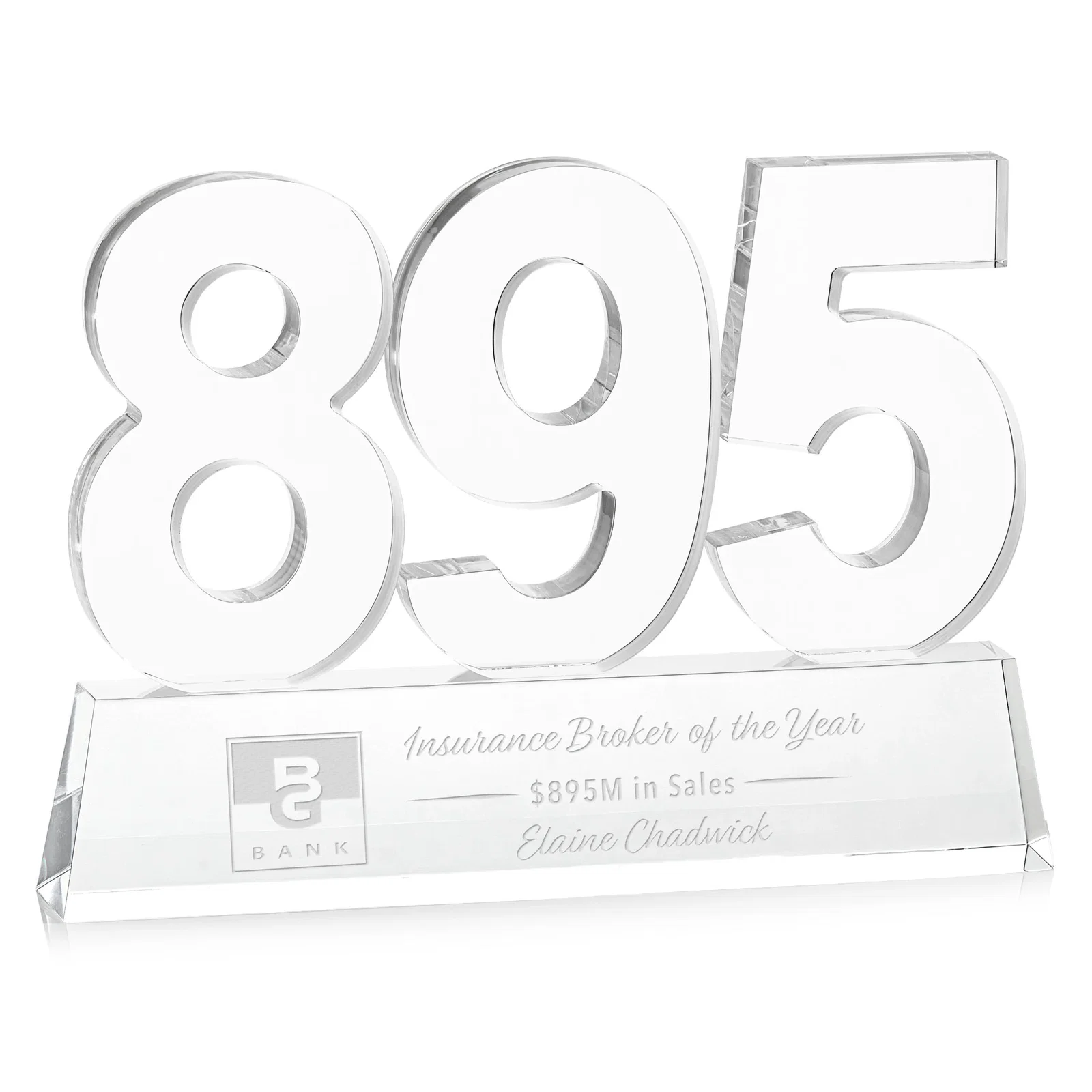 Custom Acrylic Milestone Number Award, Numbers 0 Through 999 for safety achievement programs