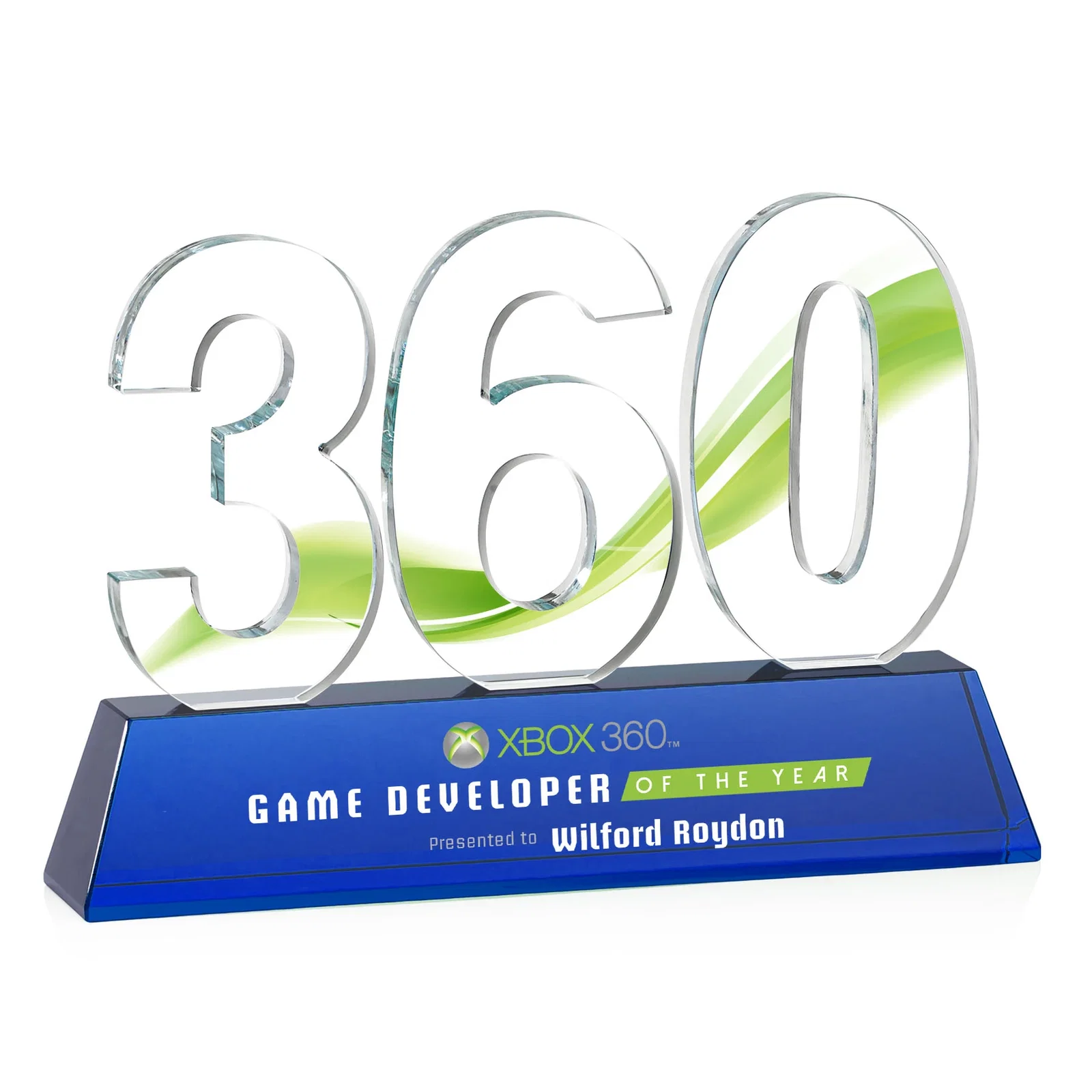 Personalized Optical Crystal Milestone Number Award, One to Three Digits, awards for employee recognition