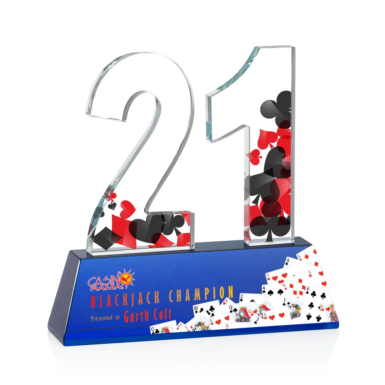 Personalized Optical Crystal Milestone Number Award, One to Three Digits, awards for service anniversary gifts