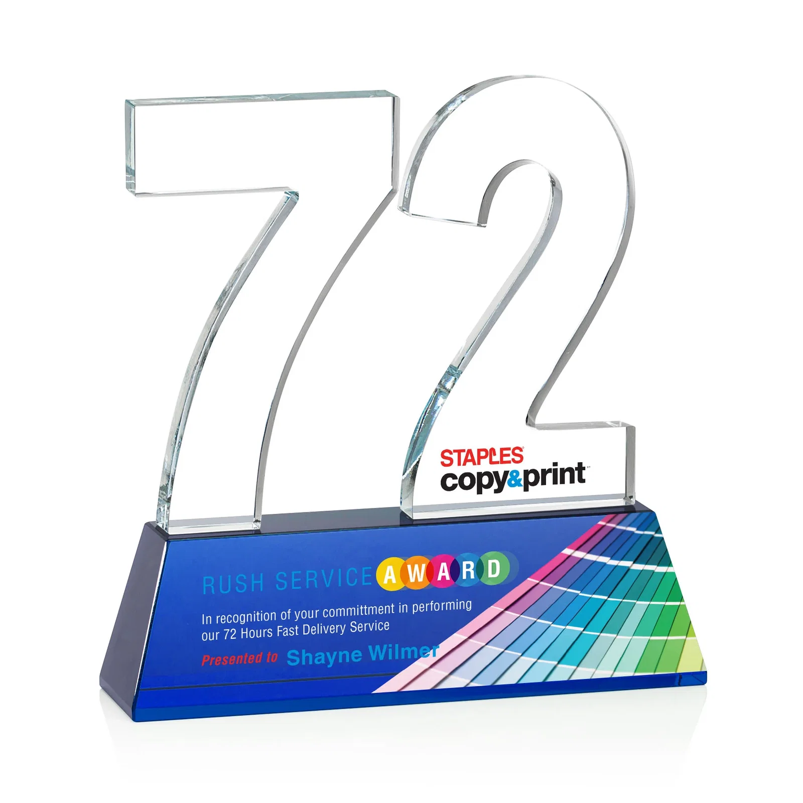 Personalized Optical Crystal Milestone Number Award, One to Three Digits, awards for retirement presentations