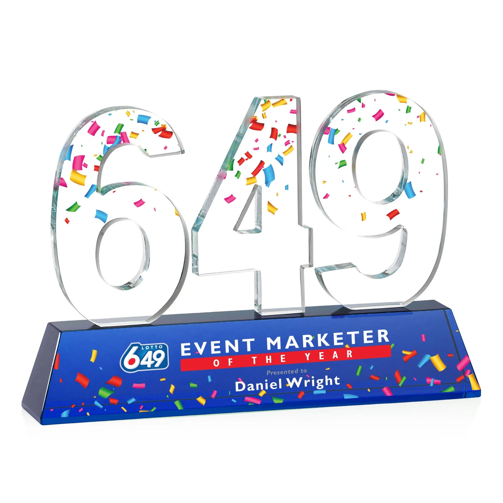 Personalized Optical Crystal Milestone Number Award, One to Three Digits, awards for team milestone celebrations