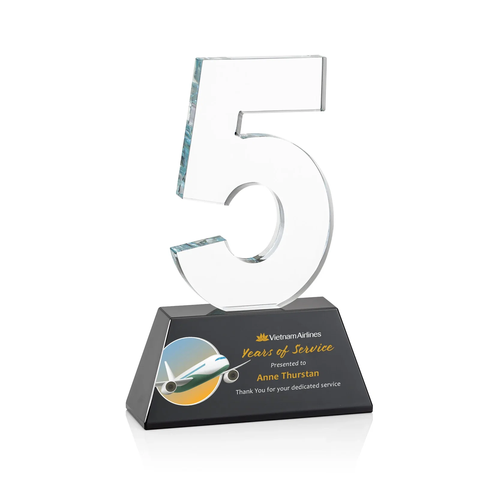 Personalized Optical Crystal Milestone Number Award, One to Three Digits, awards for safety achievement programs