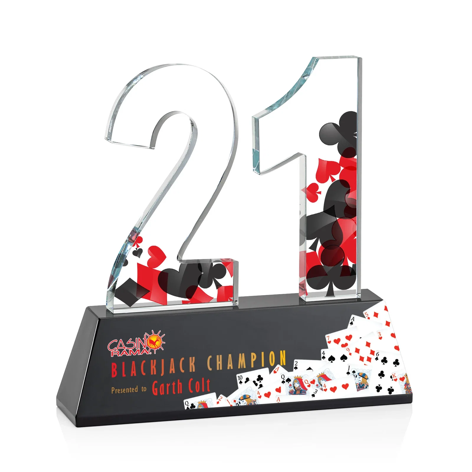 Promotional Optical Crystal Milestone Number Award, One to Three Digits, awards for employee recognition