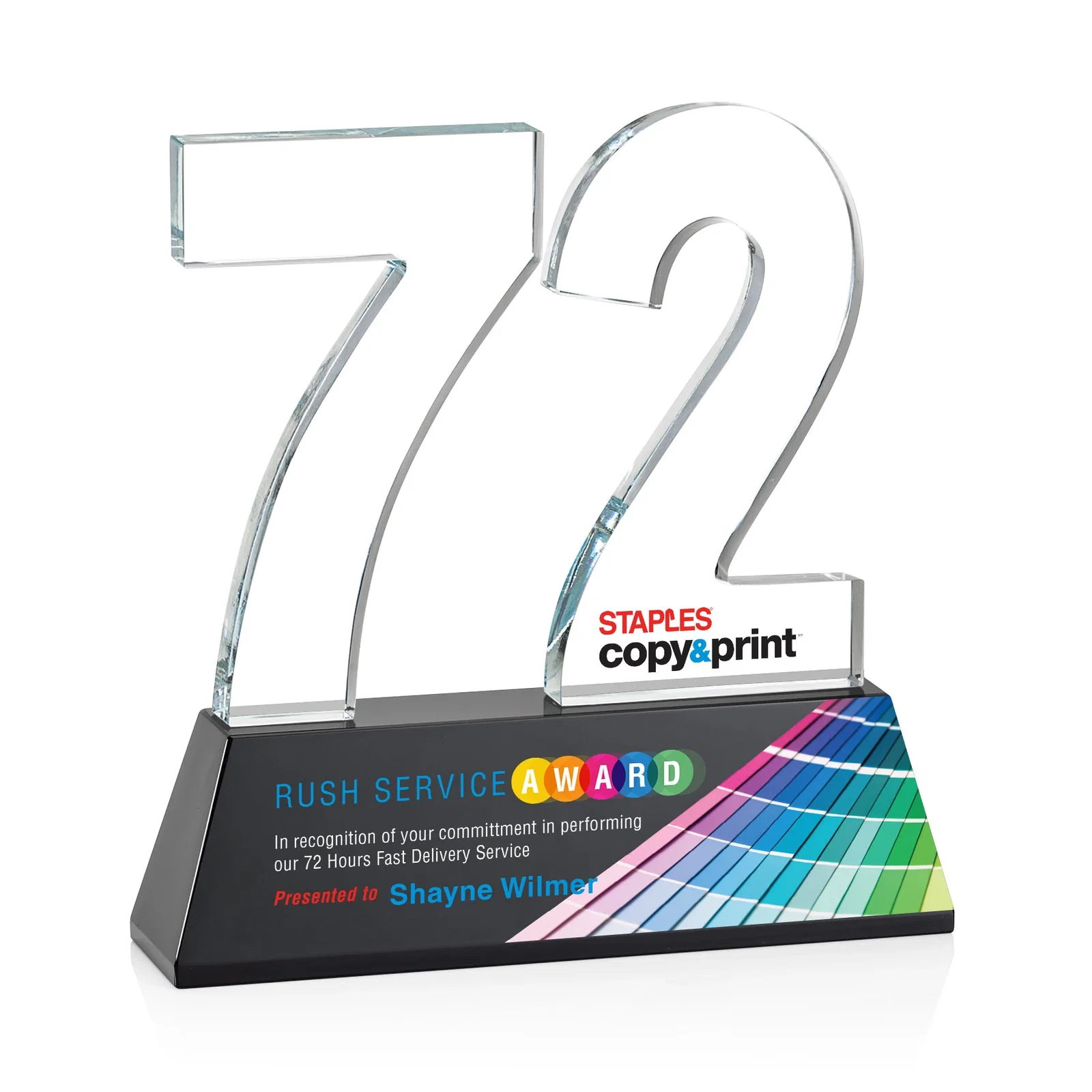 Promotional Optical Crystal Milestone Number Award, One to Three Digits, awards for corporate award ceremonies