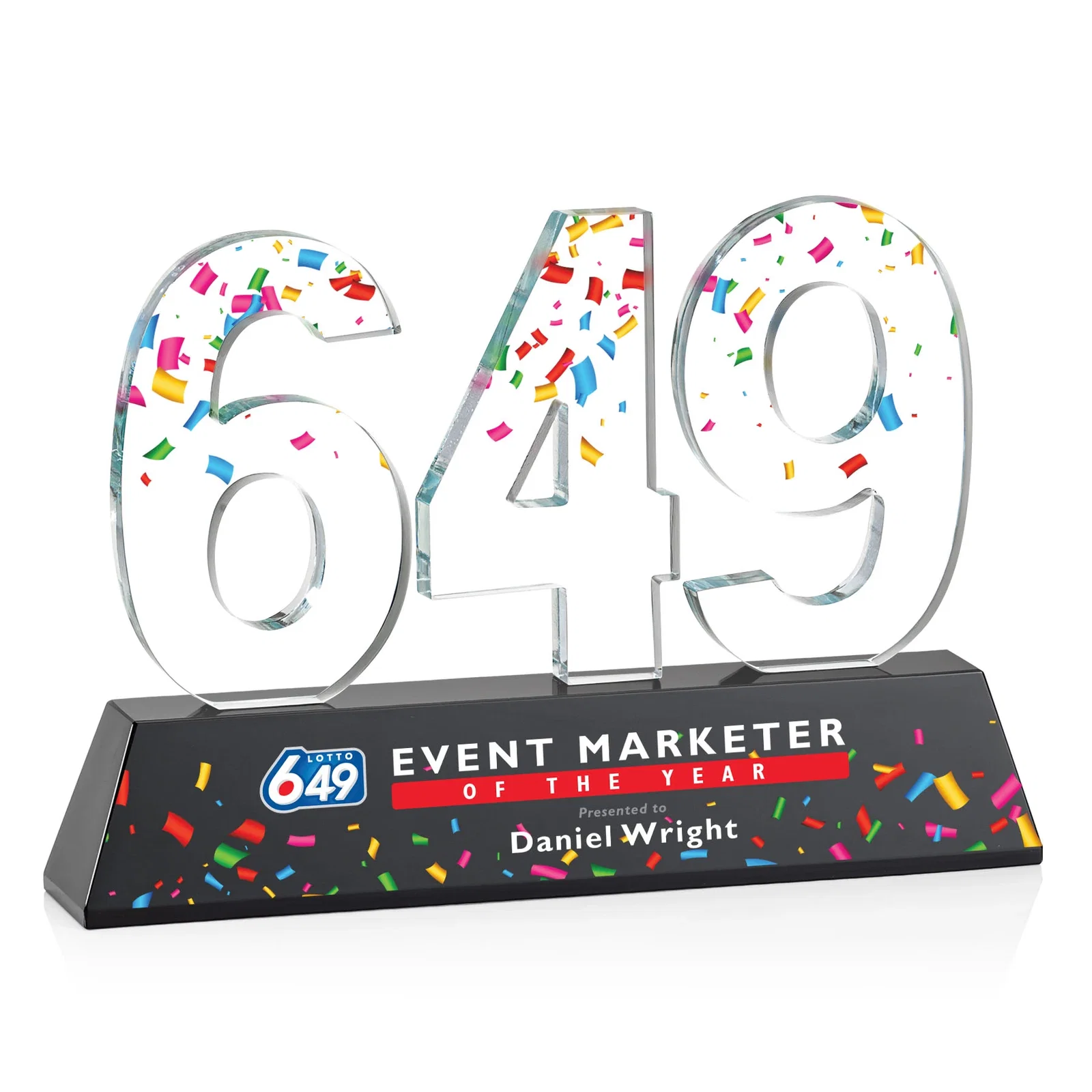 Promotional Optical Crystal Milestone Number Award, One to Three Digits, awards for service anniversary gifts