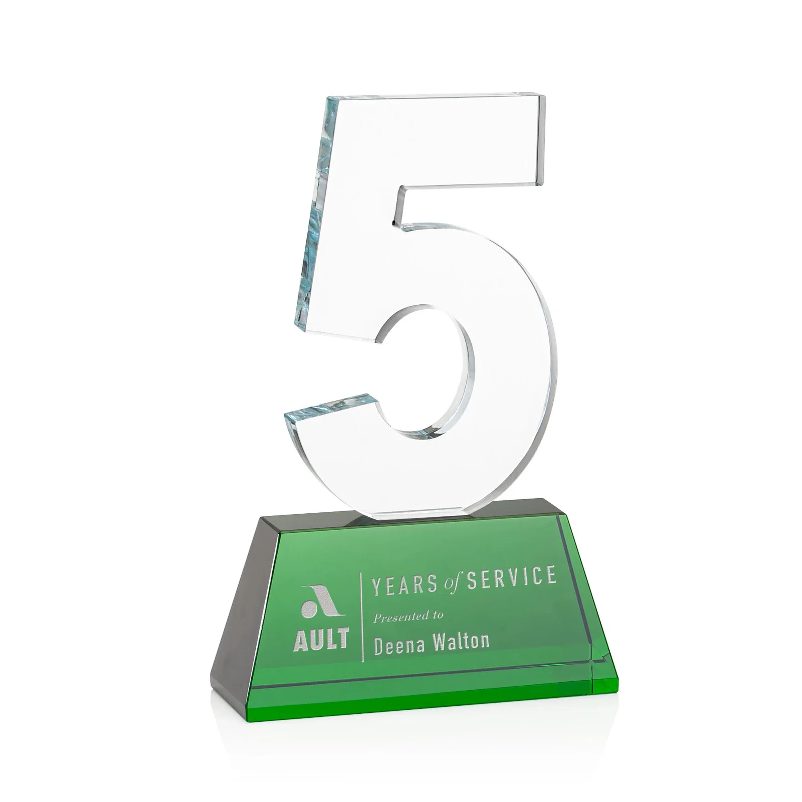 Promotional Optical Crystal Milestone Number Award, One to Three Digits, awards for team milestone celebrations