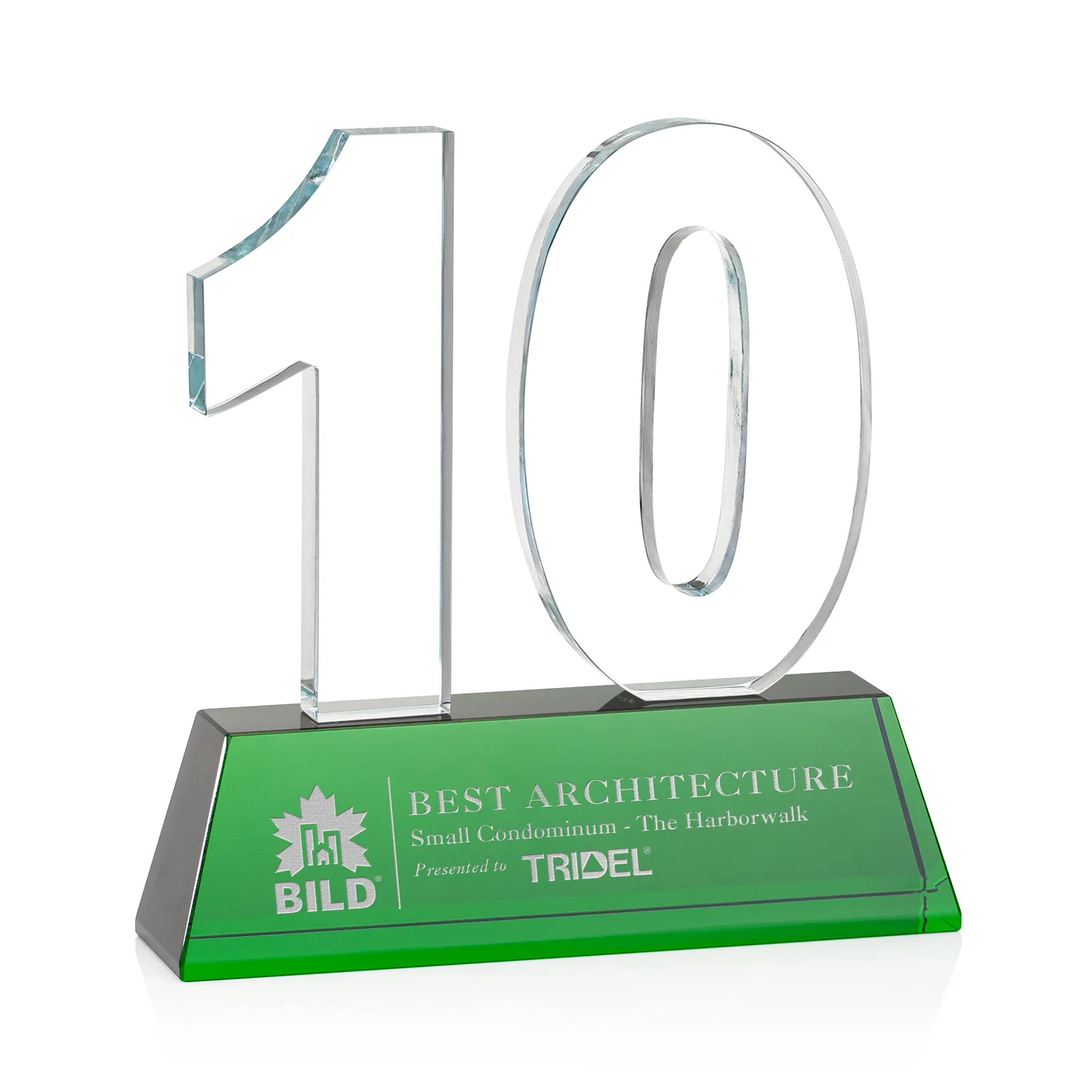 Promotional Optical Crystal Milestone Number Award, One to Three Digits, awards for safety achievement programs