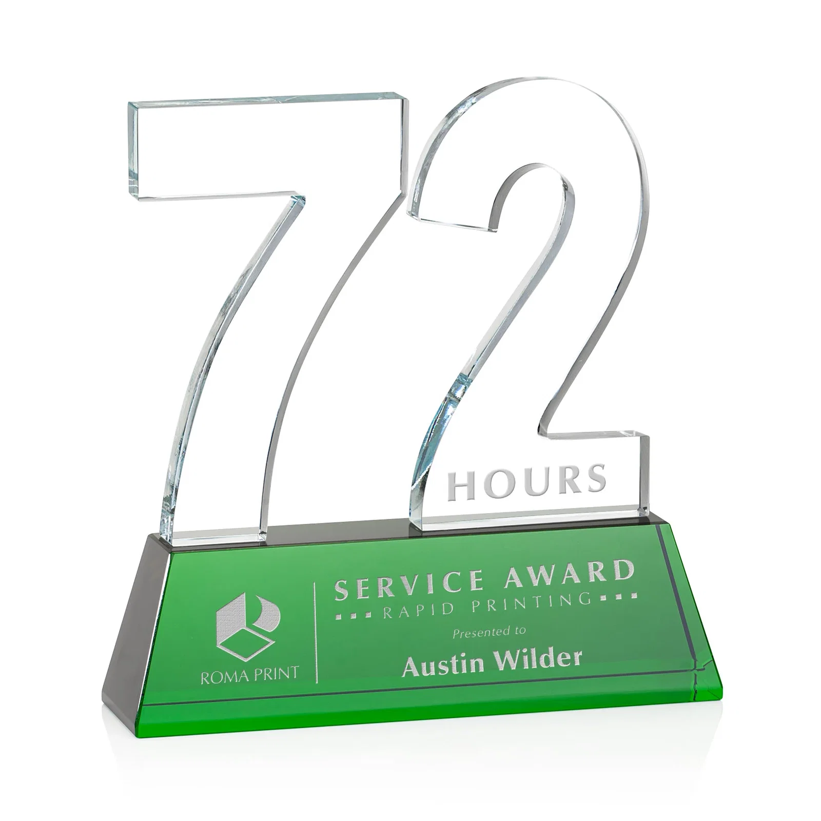 Promotional Optical Crystal Milestone Number Award, One to Three Digits, awards for dealer and partner awards