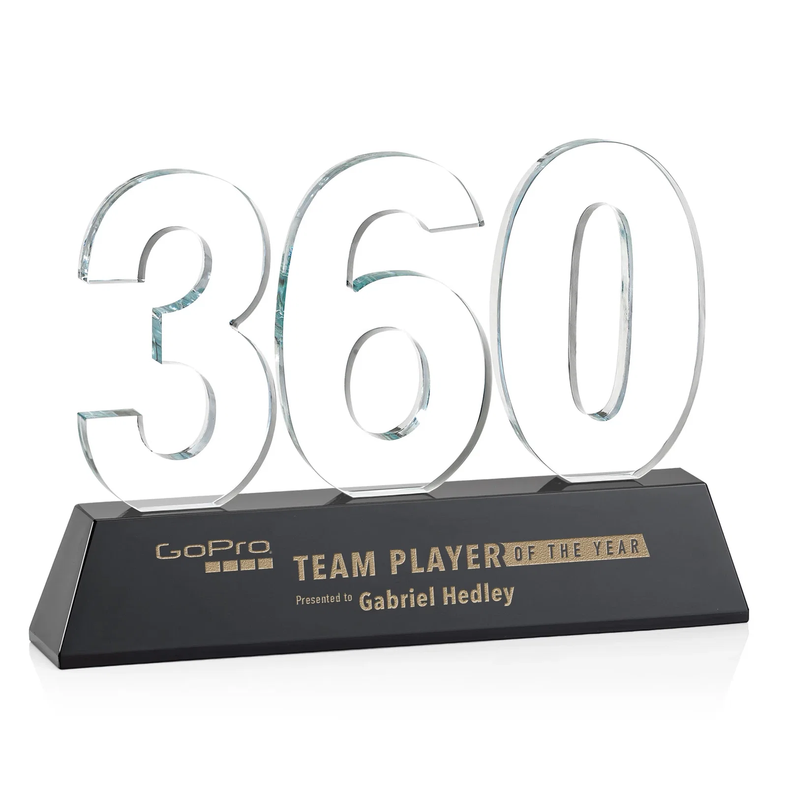 Custom printed Optical Crystal Milestone Number Award, One to Three Digits, awards for corporate award ceremonies