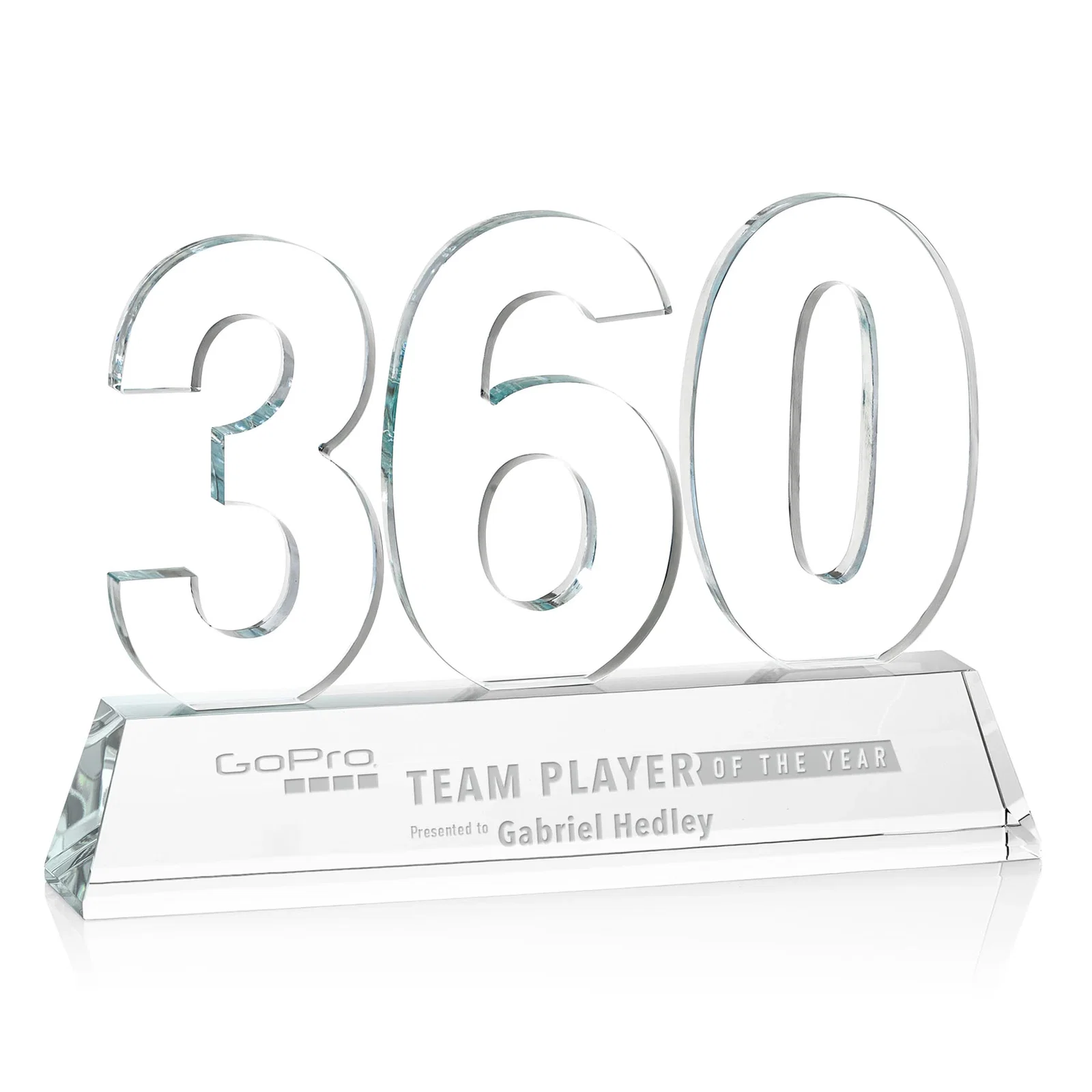 Custom printed Optical Crystal Milestone Number Award, One to Three Digits, awards for dealer and partner awards