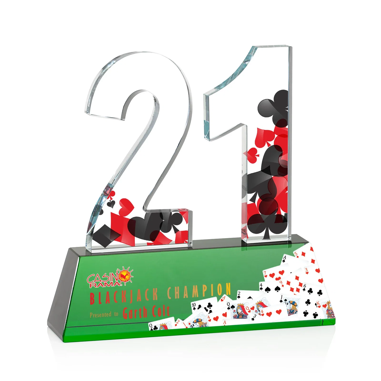 Customized Optical Crystal Milestone Number Award, One to Three Digits, awards for volunteer appreciation
