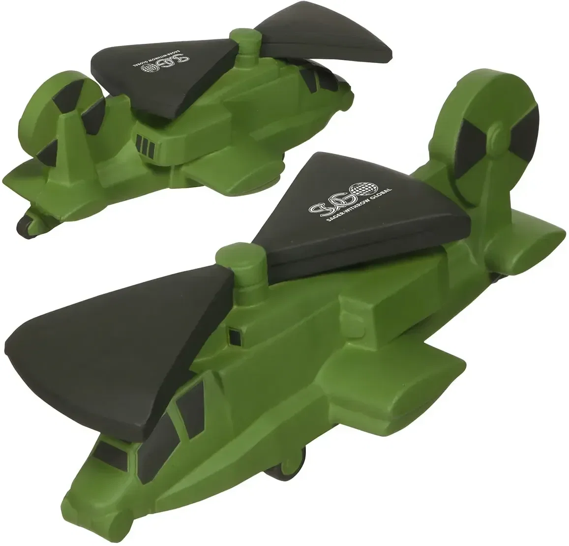 Custom military helicopter-shaped promotional stress reliever squeeze toy for branded aviation giveaways