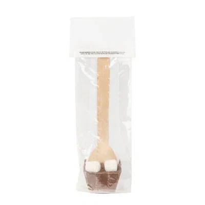 Milk chocolate spoon sealed inside a clear bag