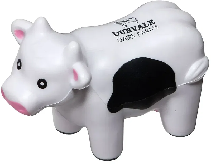 Milk Cow Stress Reliever, a custom logo dairy-cow promotional foam stress ball for farms and co-ops