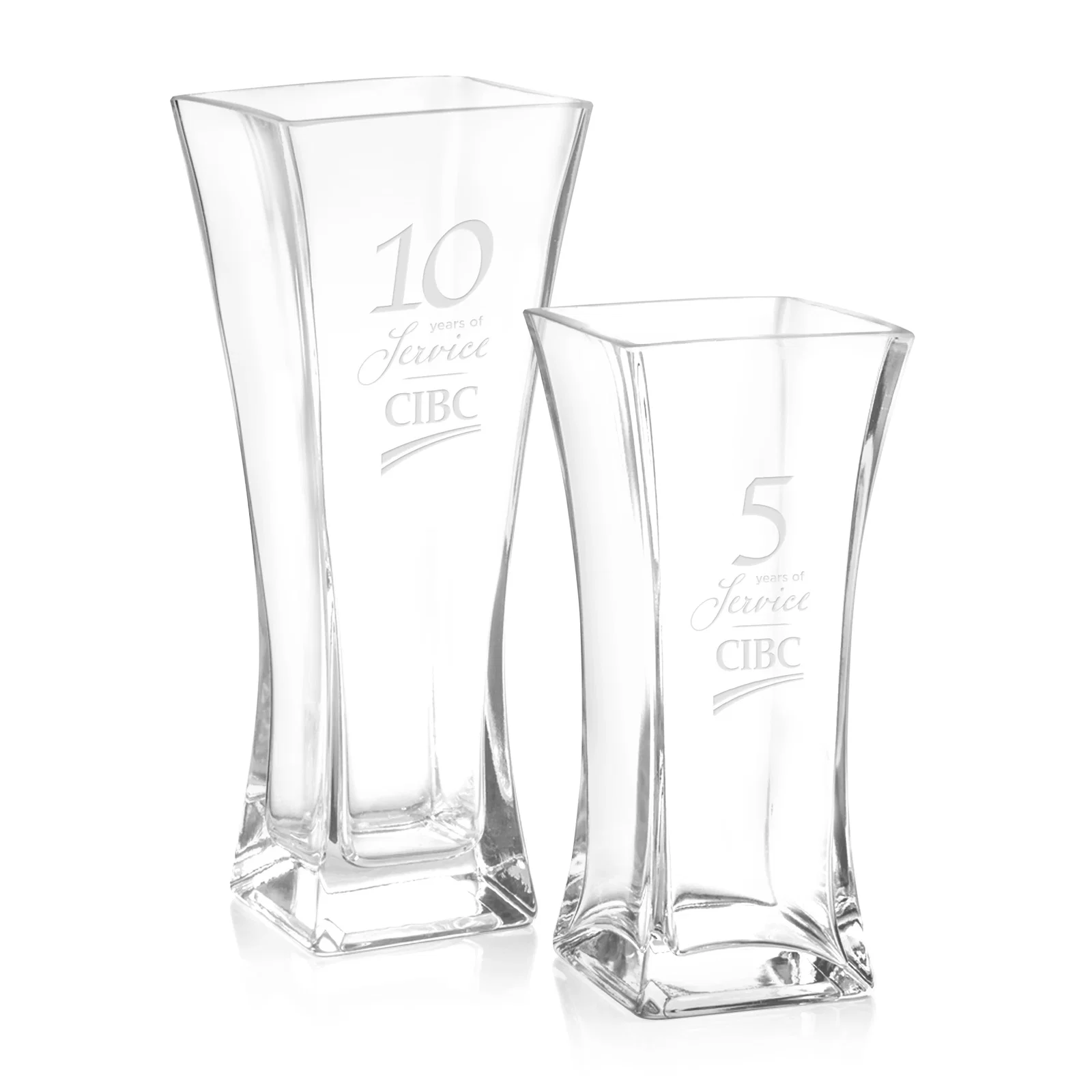Custom Lead Free Crystalline Vase with Squared Base, Curved Sides for employee recognition