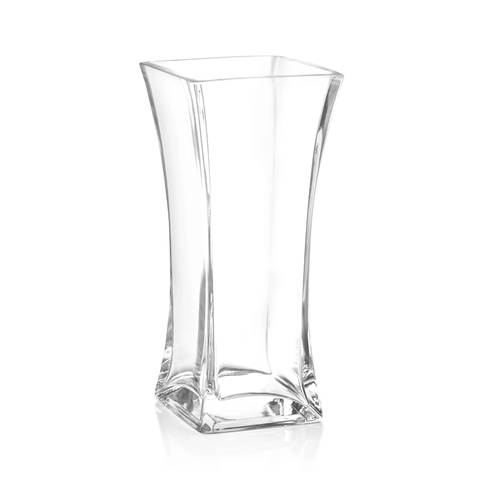 Custom Lead Free Crystalline Vase with Squared Base, Curved Sides for team milestone celebrations