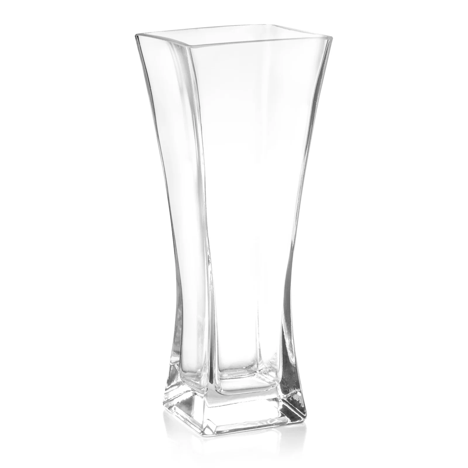 Custom Lead Free Crystalline Vase with Squared Base, Curved Sides for donor appreciation