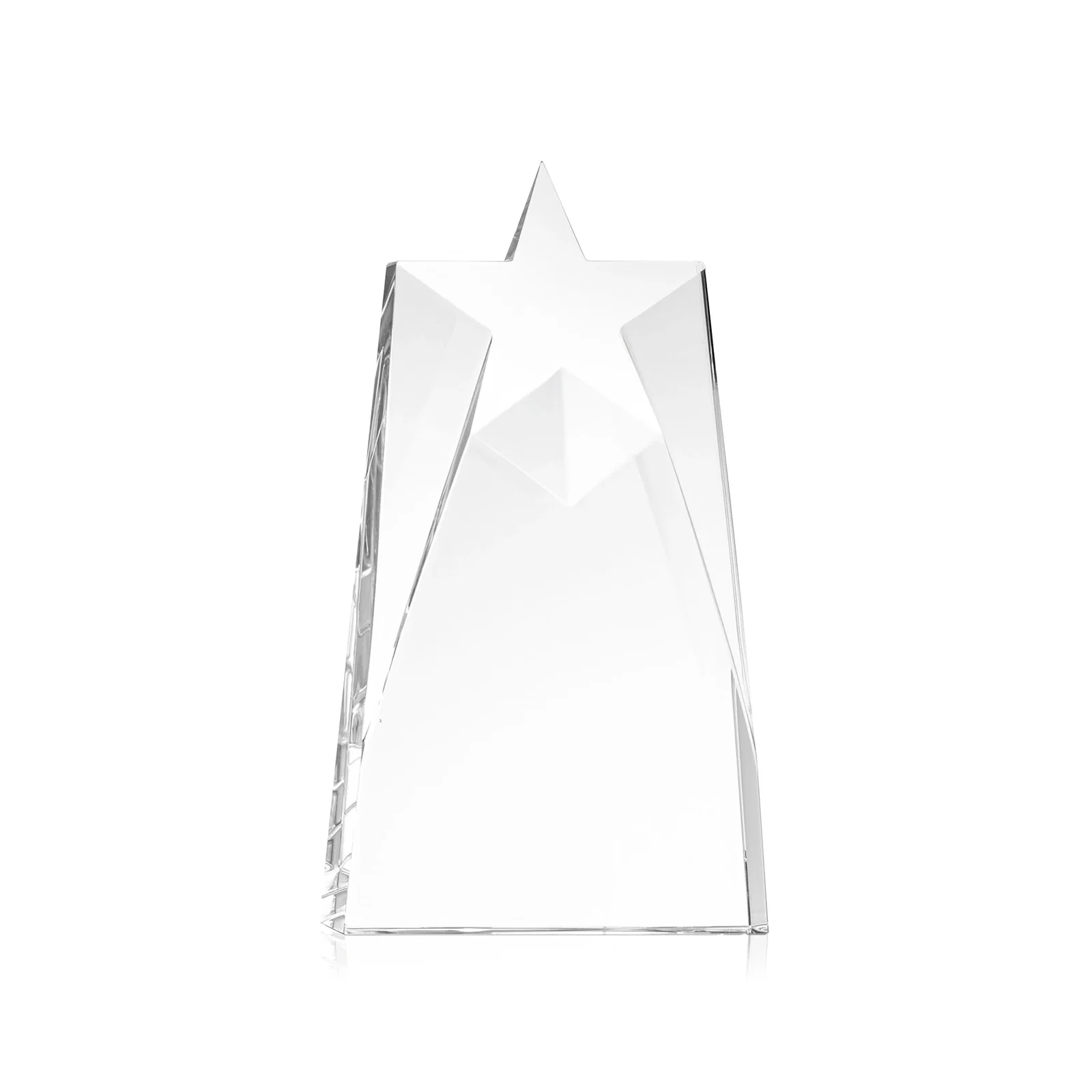 Custom Thick Optical Crystal Tower Award with a Star Cutout for volunteer appreciation