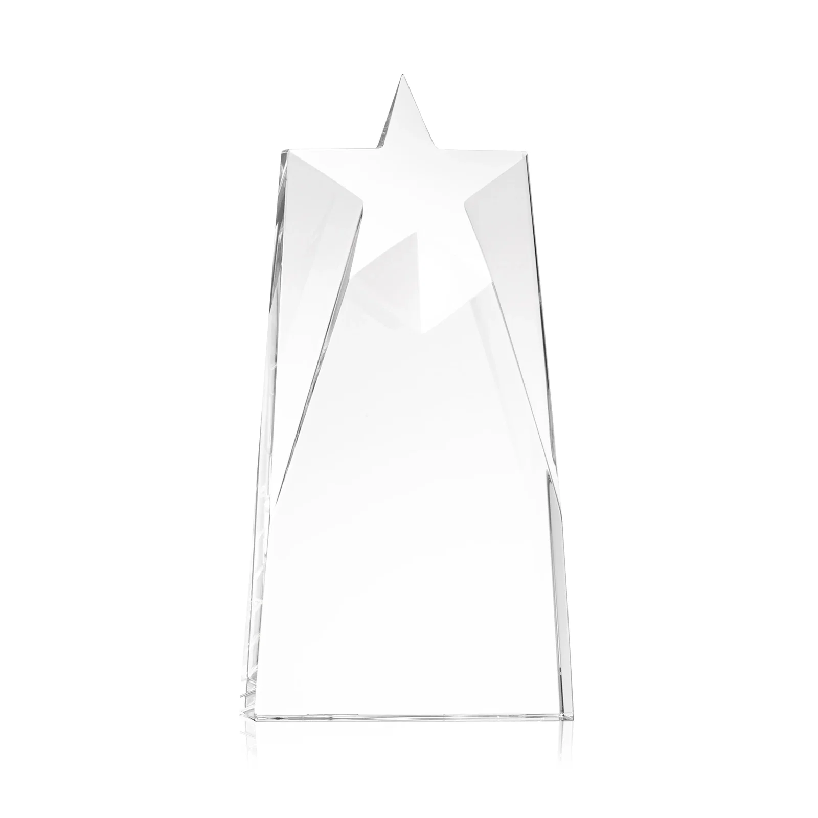 Custom Thick Optical Crystal Tower Award with a Star Cutout for dealer and partner awards