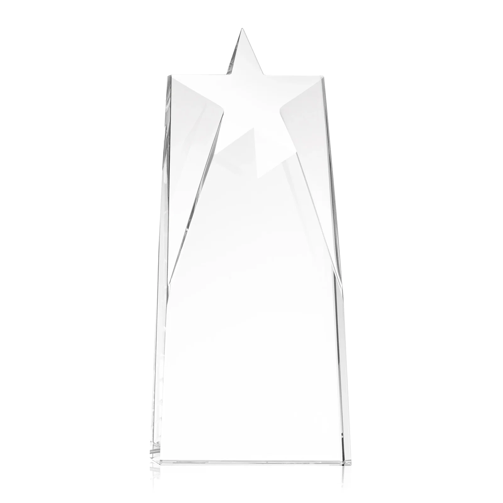 Custom Thick Optical Crystal Tower Award with a Star Cutout for company anniversary events
