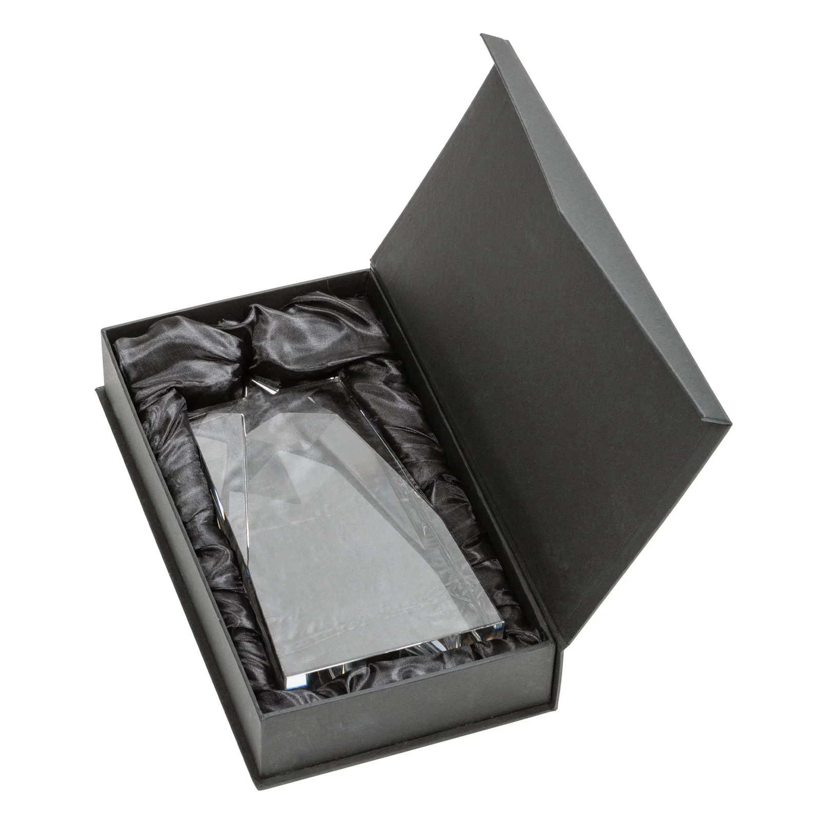 Custom Thick Optical Crystal Tower Award with a Star Cutout for retirement presentations