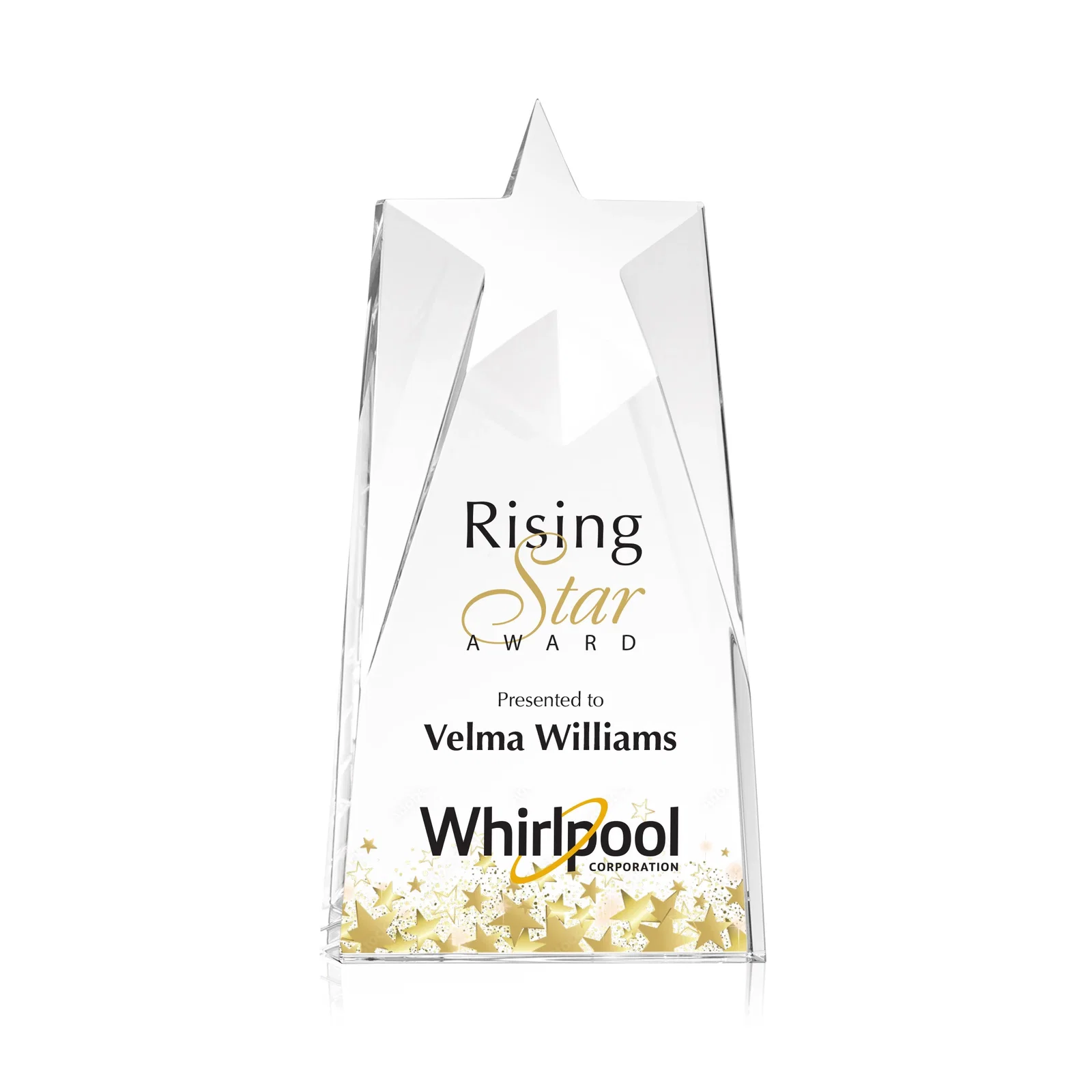 Custom Thick Optical Crystal Tower Award with a Star Cutout for graduation ceremonies