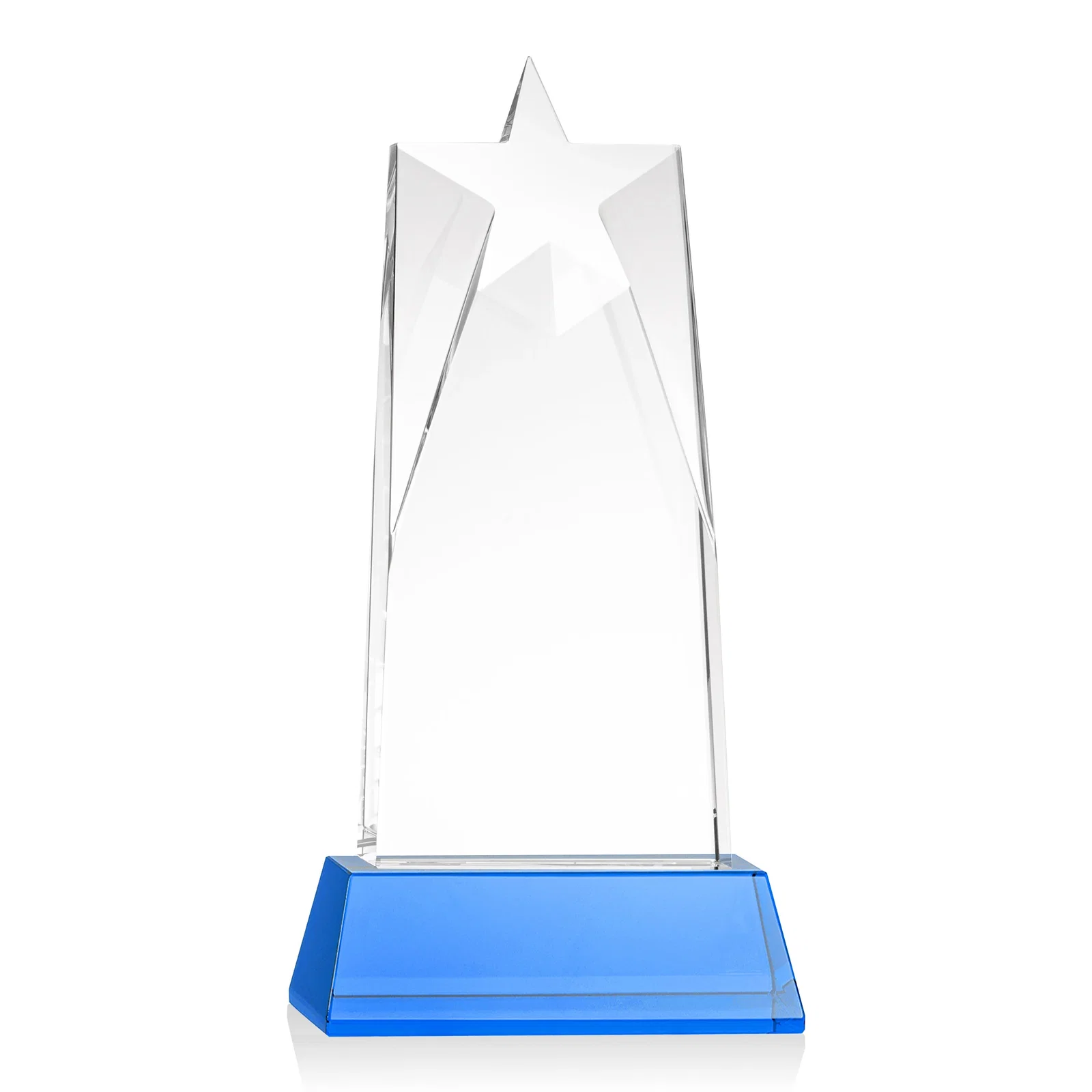 Custom Optical Crystal Tower Award with Star-Shaped Cutout, with your logo for corporate award ceremonies