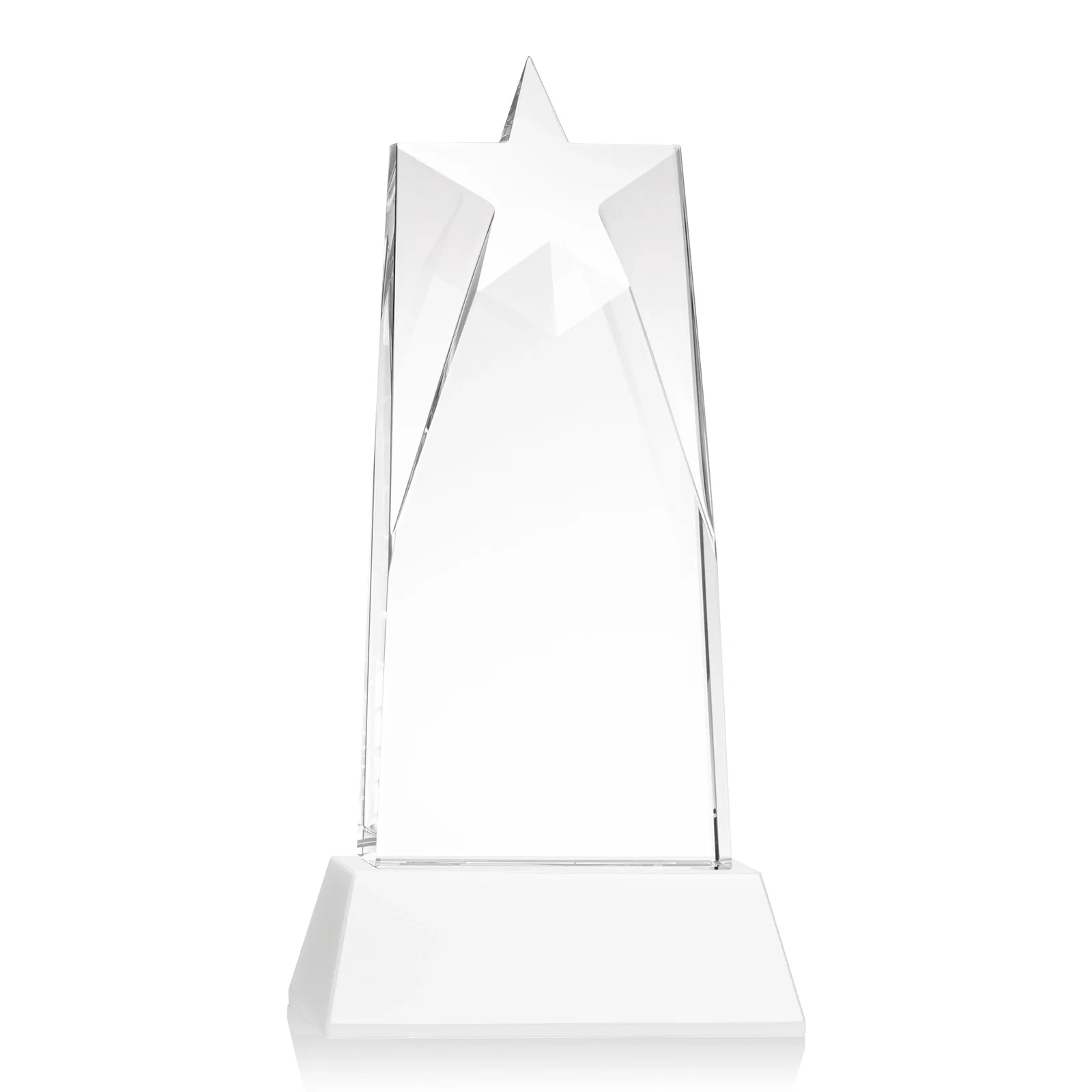 Custom Optical Crystal Tower Award with Star-Shaped Cutout, with your logo for retirement presentations