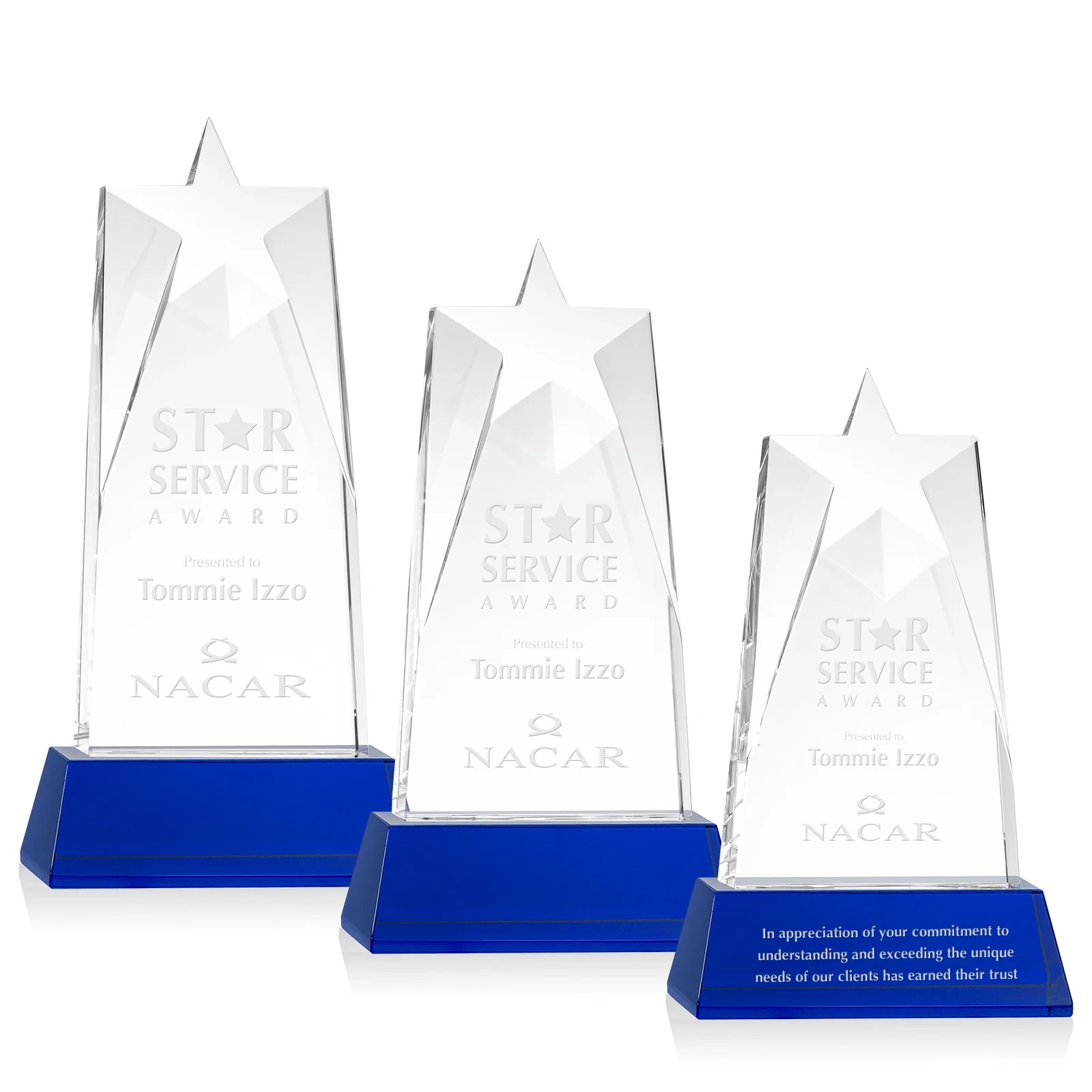 Personalized Optical Crystal Tower Award with Star-Shaped Cutout for team milestone celebrations
