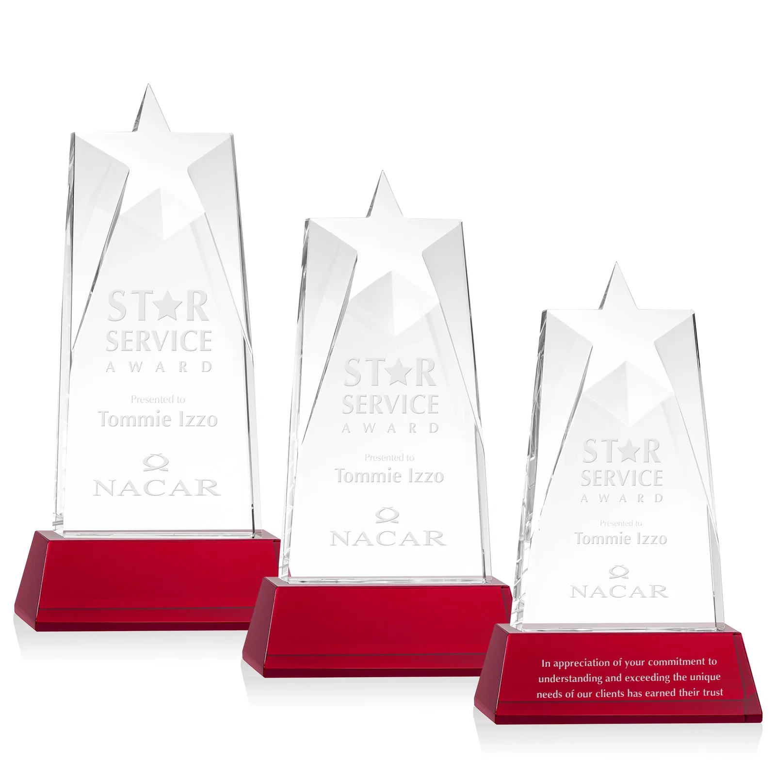 Personalized Optical Crystal Tower Award with Star-Shaped Cutout for volunteer appreciation