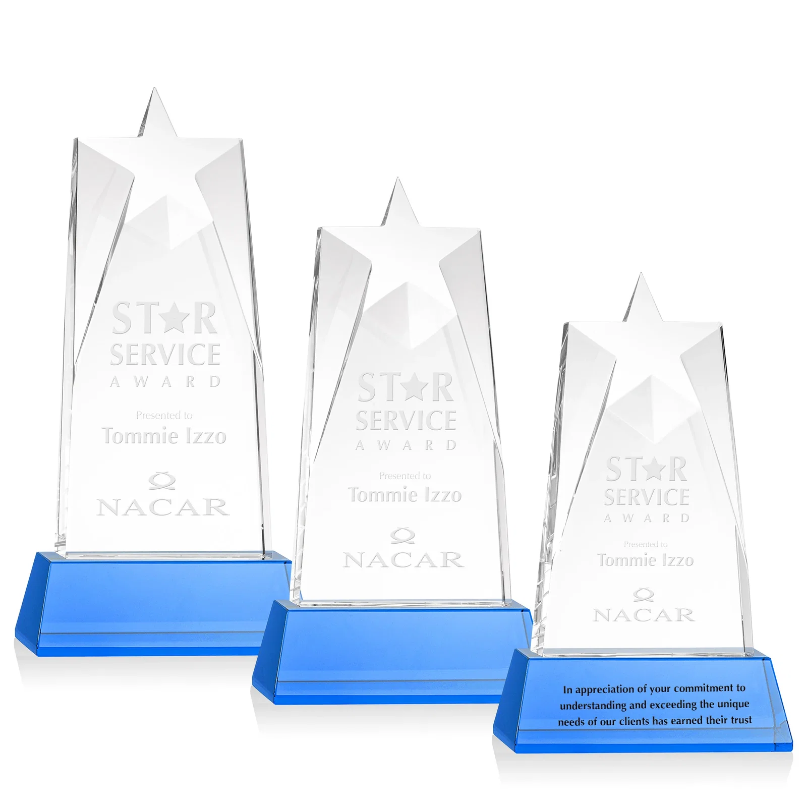 Promotional Optical Crystal Tower Award with Star-Shaped Cutout for corporate award ceremonies