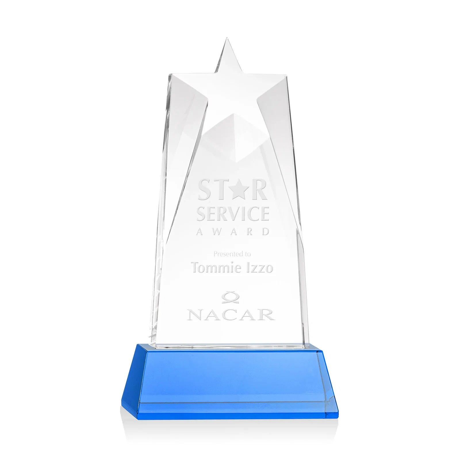 Promotional Optical Crystal Tower Award with Star-Shaped Cutout for sales achievement awards