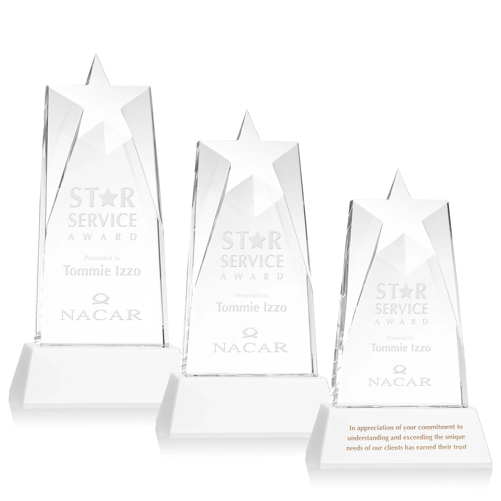 Promotional Optical Crystal Tower Award with Star-Shaped Cutout for team milestone celebrations