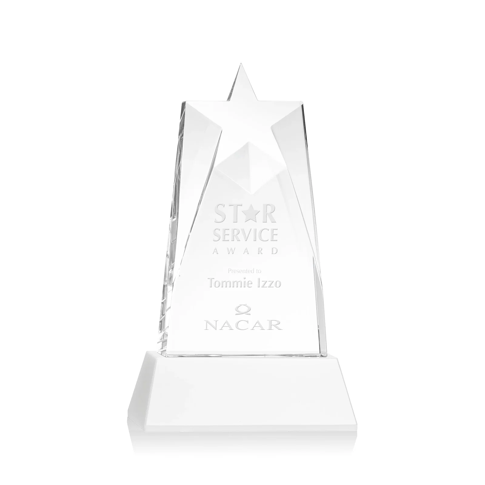 Promotional Optical Crystal Tower Award with Star-Shaped Cutout for donor appreciation